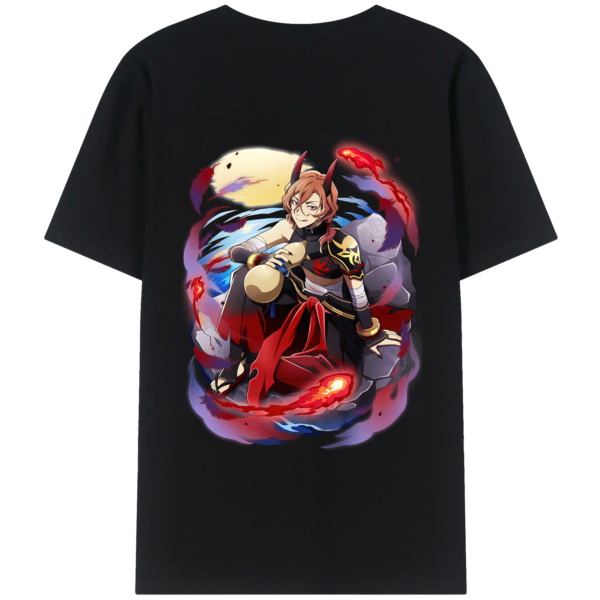 （画像用） 文豪ストレイドッグス Bungo Stray Dogs 綿100％ メンズ半袖Tシャツ（バックプリント） 通気性