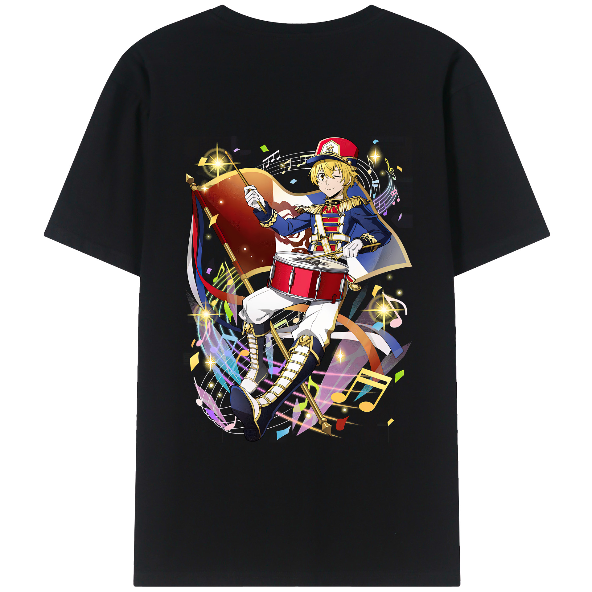 （画像用） 文豪ストレイドッグス Bungo Stray Dogs 綿100％ メンズ半袖Tシャツ（バックプリント） 通気性