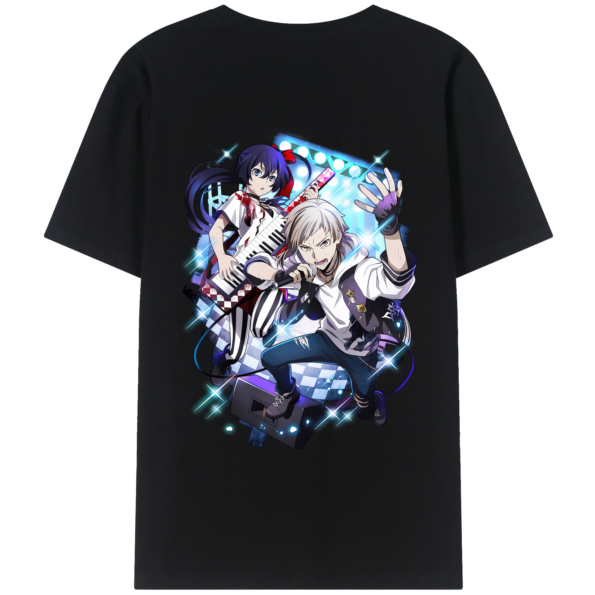 （画像用） 文豪ストレイドッグス Bungo Stray Dogs 綿100％ メンズ半袖Tシャツ（バックプリント） 通気性