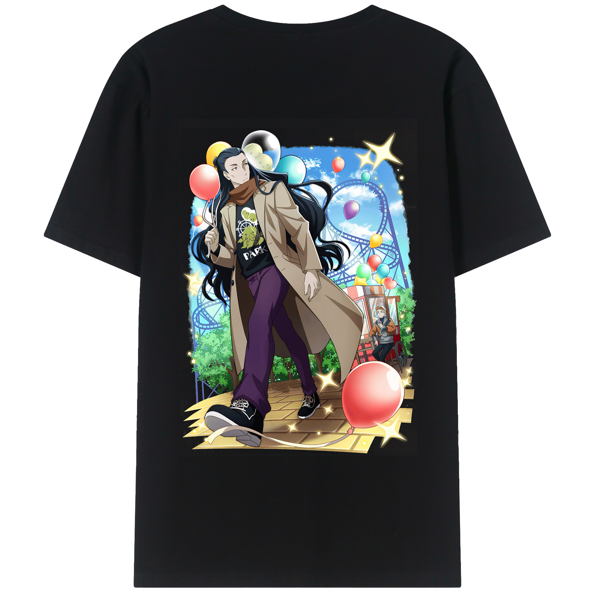 （画像用） 文豪ストレイドッグス Bungo Stray Dogs 綿100％ メンズ半袖Tシャツ（バックプリント） 通気性