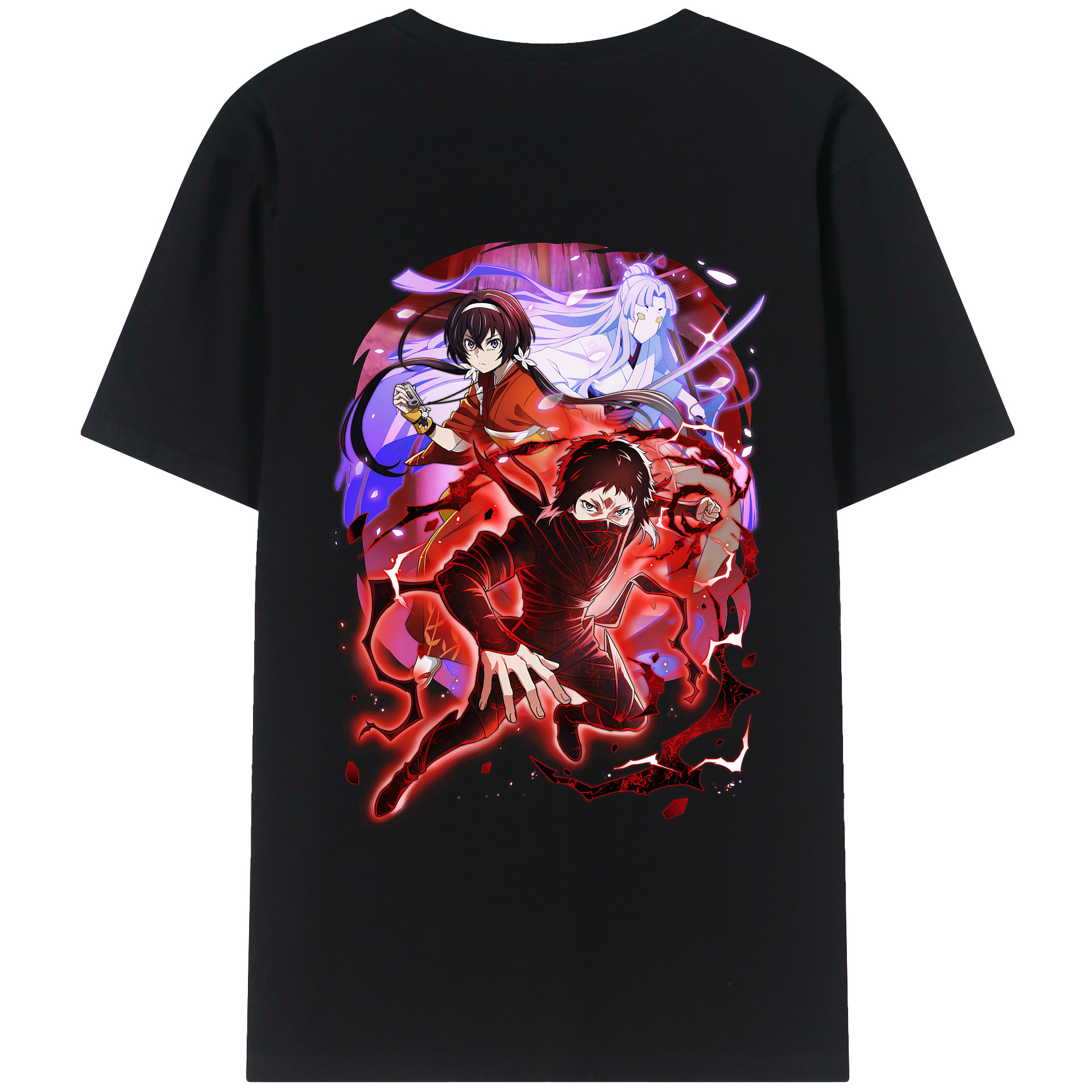 （画像用） 文豪ストレイドッグス Bungo Stray Dogs 綿100％ メンズ半袖Tシャツ（バックプリント） 通気性