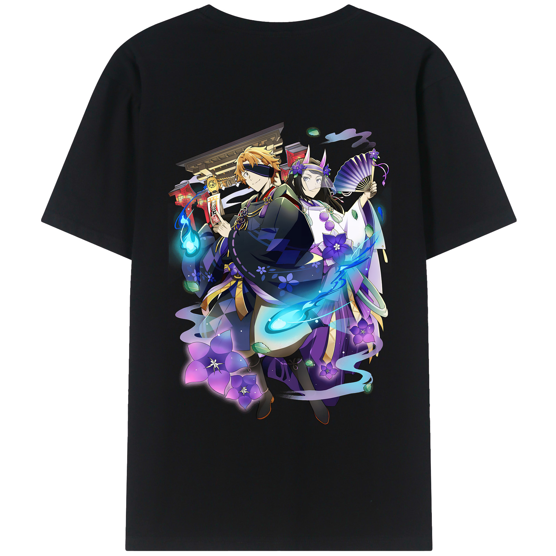 （画像用） 文豪ストレイドッグス Bungo Stray Dogs 綿100％ メンズ半袖Tシャツ（バックプリント） 通気性