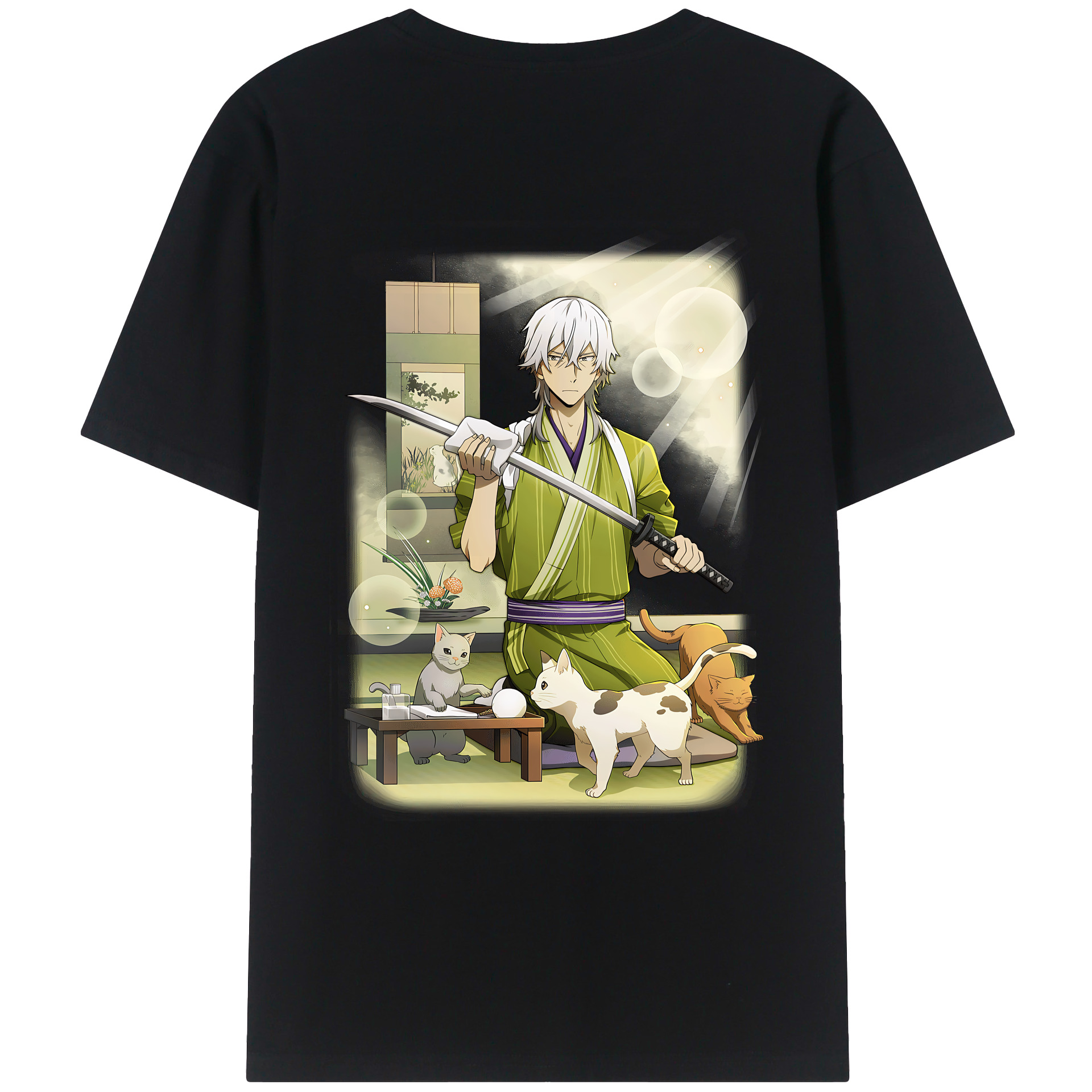 （画像用） 文豪ストレイドッグス Bungo Stray Dogs 綿100％ メンズ半袖Tシャツ（バックプリント） 通気性