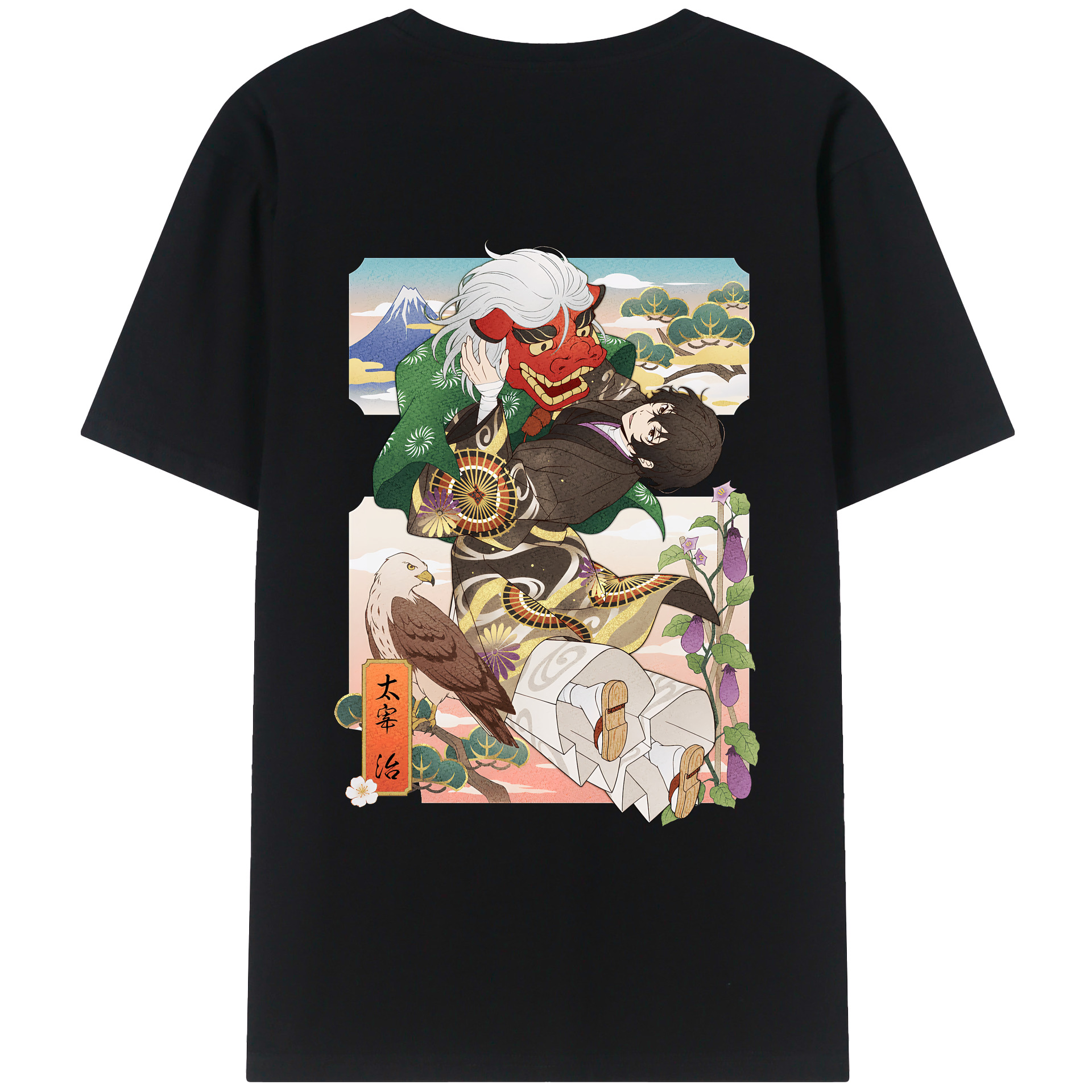 （画像用） 文豪ストレイドッグス Bungo Stray Dogs 綿100％ メンズ半袖Tシャツ（バックプリント） 通気性