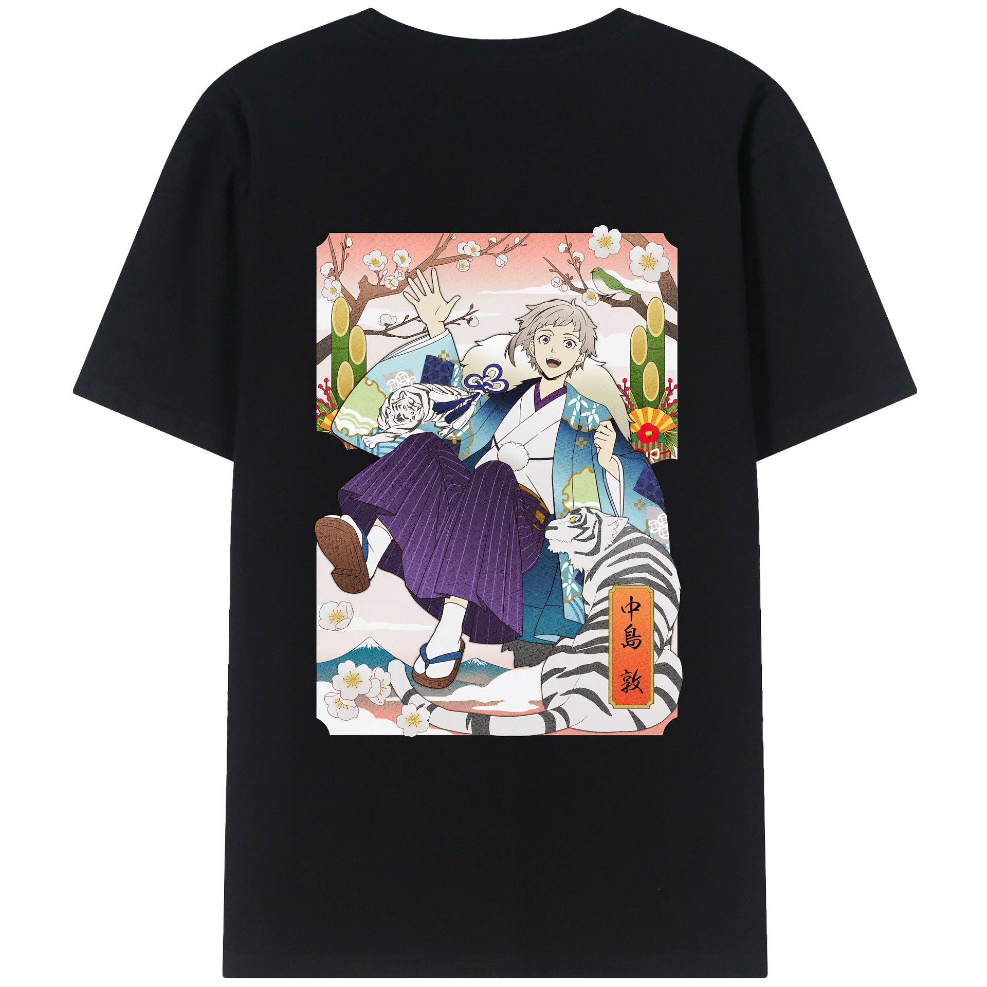 （画像用） 文豪ストレイドッグス Bungo Stray Dogs 綿100％ メンズ半袖Tシャツ（バックプリント） 通気性