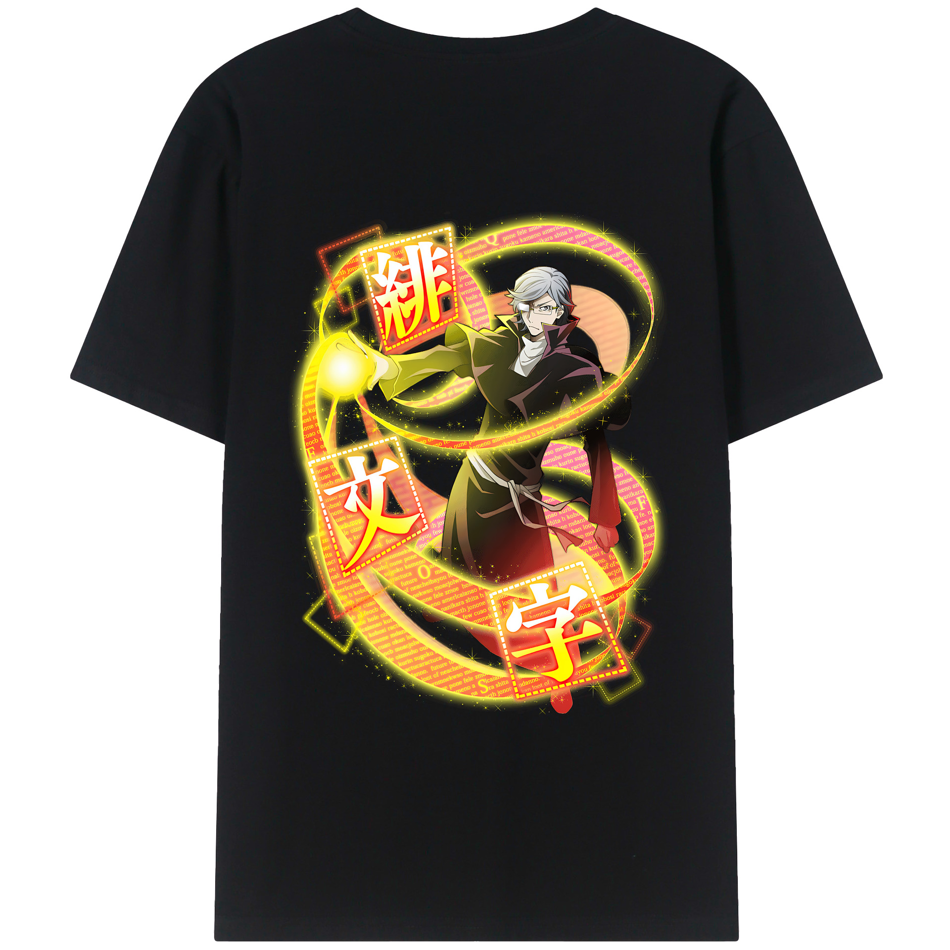 （画像用） 文豪ストレイドッグス Bungo Stray Dogs 綿100％ メンズ半袖Tシャツ（バックプリント） 通気性