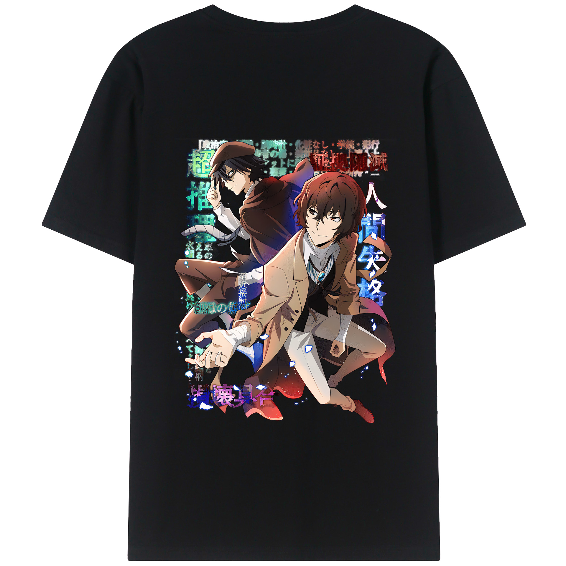 （画像用） 文豪ストレイドッグス Bungo Stray Dogs 綿100％ メンズ半袖Tシャツ（バックプリント） 通気性