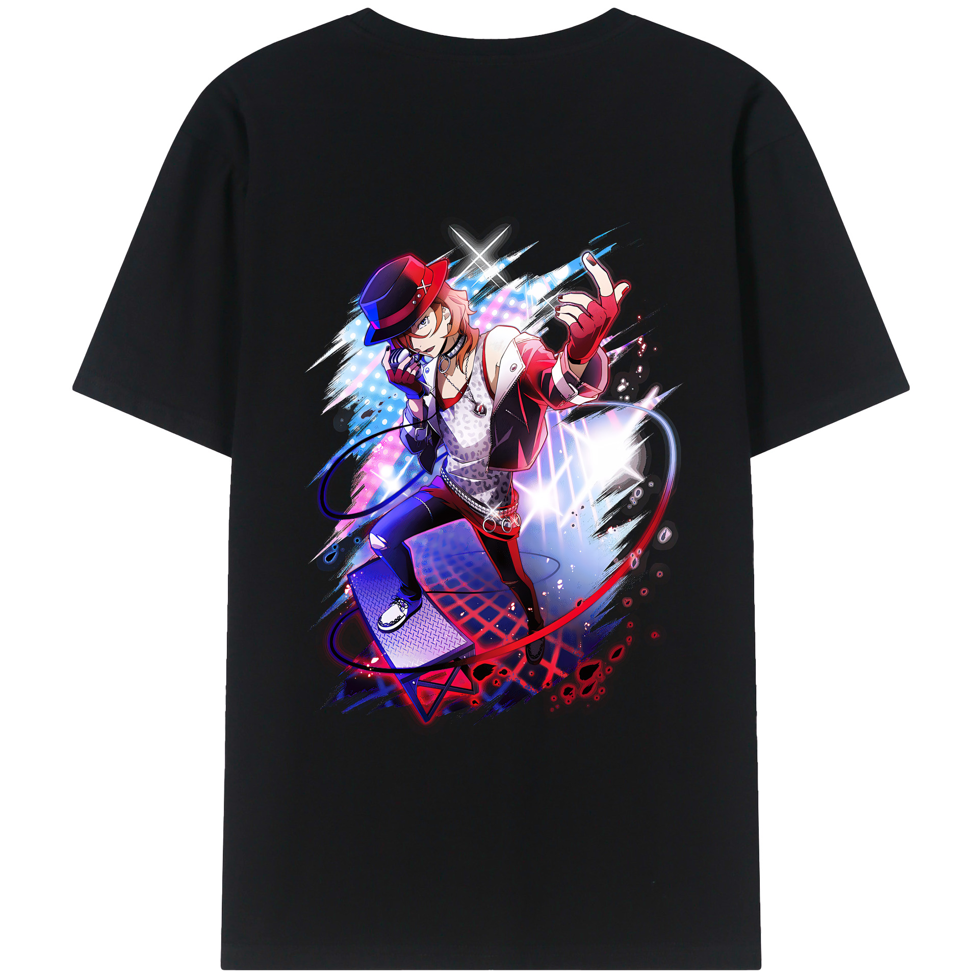 （画像用） 文豪ストレイドッグス Bungo Stray Dogs 綿100％ メンズ半袖Tシャツ（バックプリント） 通気性