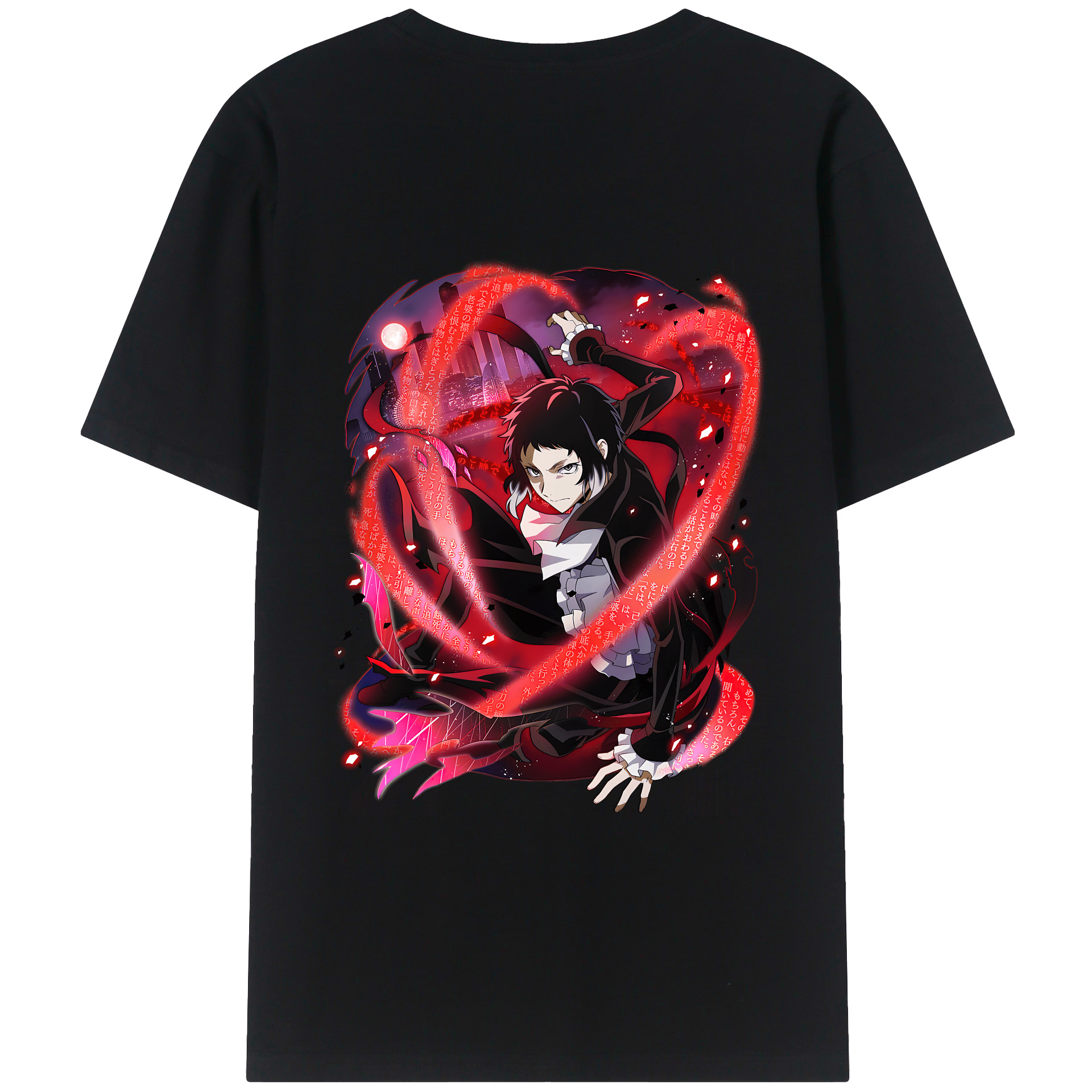 （画像用） 文豪ストレイドッグス Bungo Stray Dogs 綿100％ メンズ半袖Tシャツ（バックプリント） 通気性