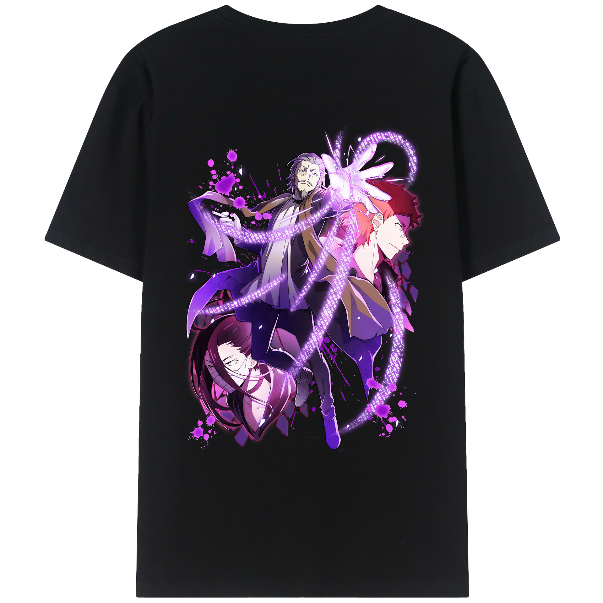 （画像用） 文豪ストレイドッグス Bungo Stray Dogs 綿100％ メンズ半袖Tシャツ（バックプリント） 通気性