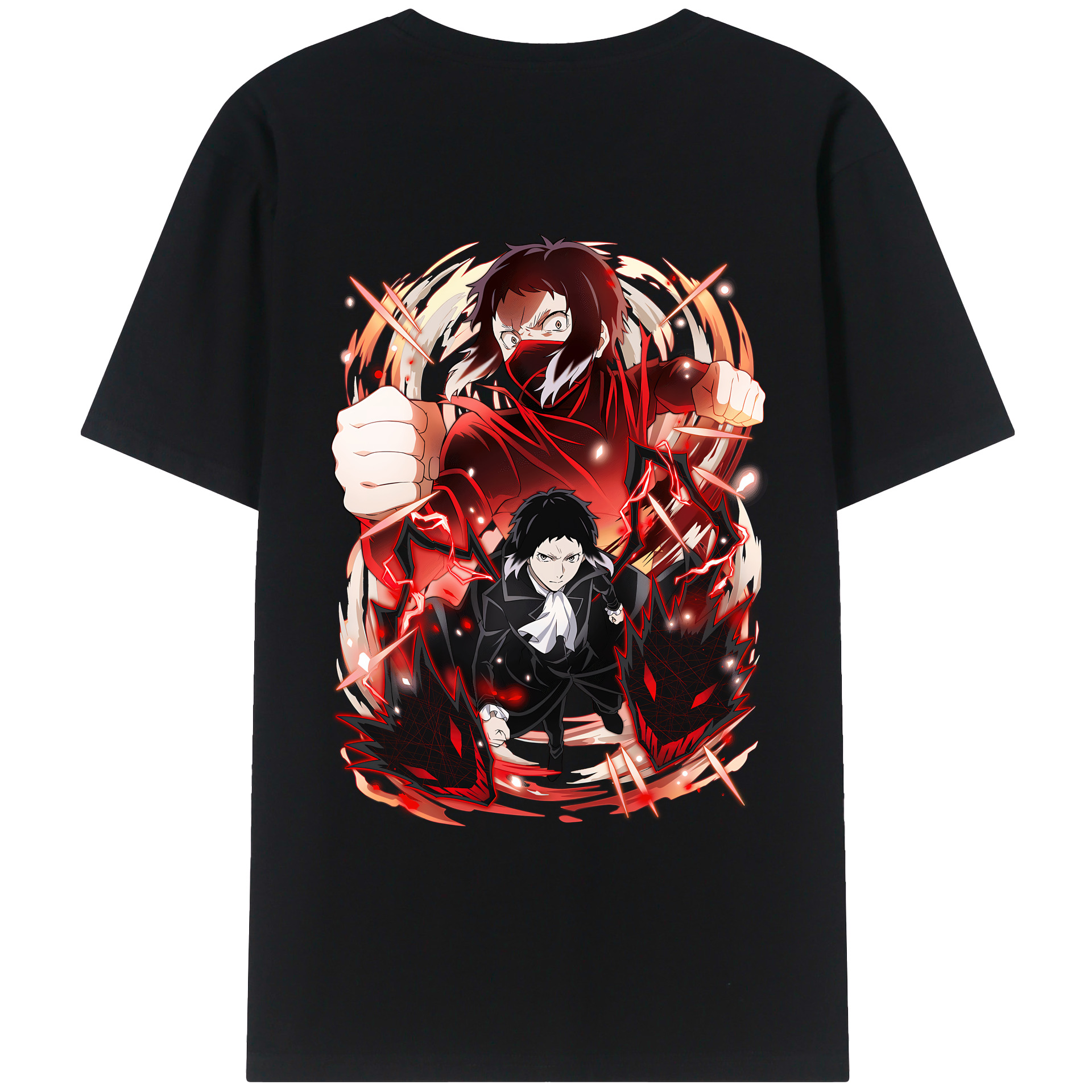 （画像用） 文豪ストレイドッグス Bungo Stray Dogs 綿100％ メンズ半袖Tシャツ（バックプリント） 通気性