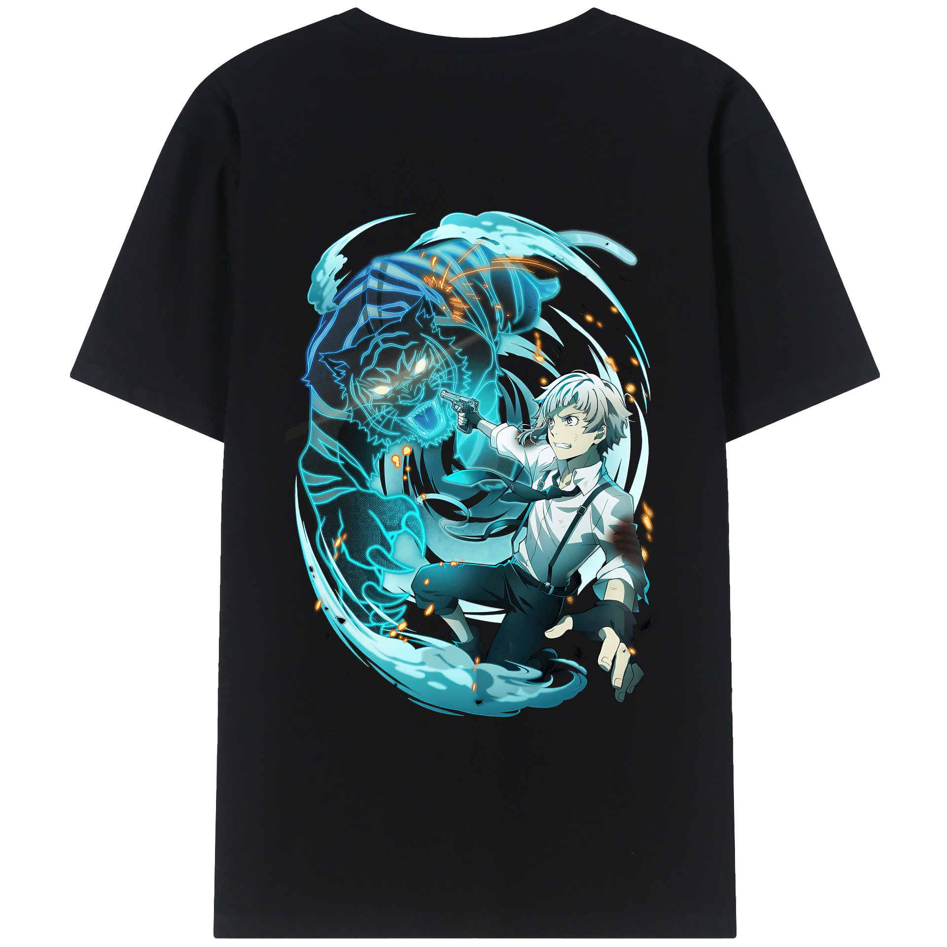 （画像用） 文豪ストレイドッグス Bungo Stray Dogs 綿100％ メンズ半袖Tシャツ（バックプリント） 通気性