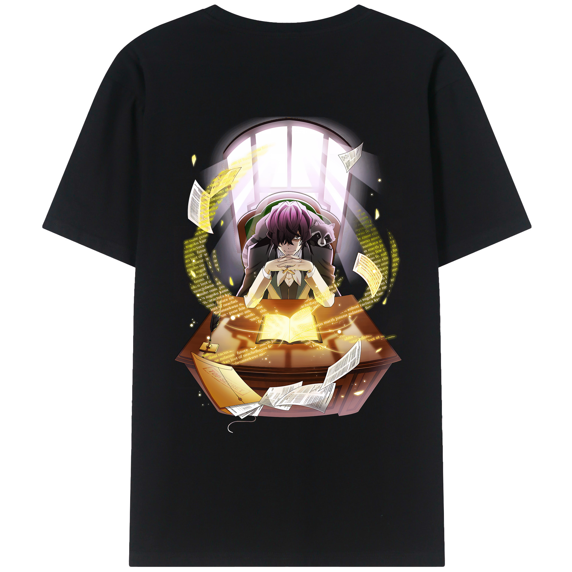 （画像用） 文豪ストレイドッグス Bungo Stray Dogs 綿100％ メンズ半袖Tシャツ（バックプリント） 通気性