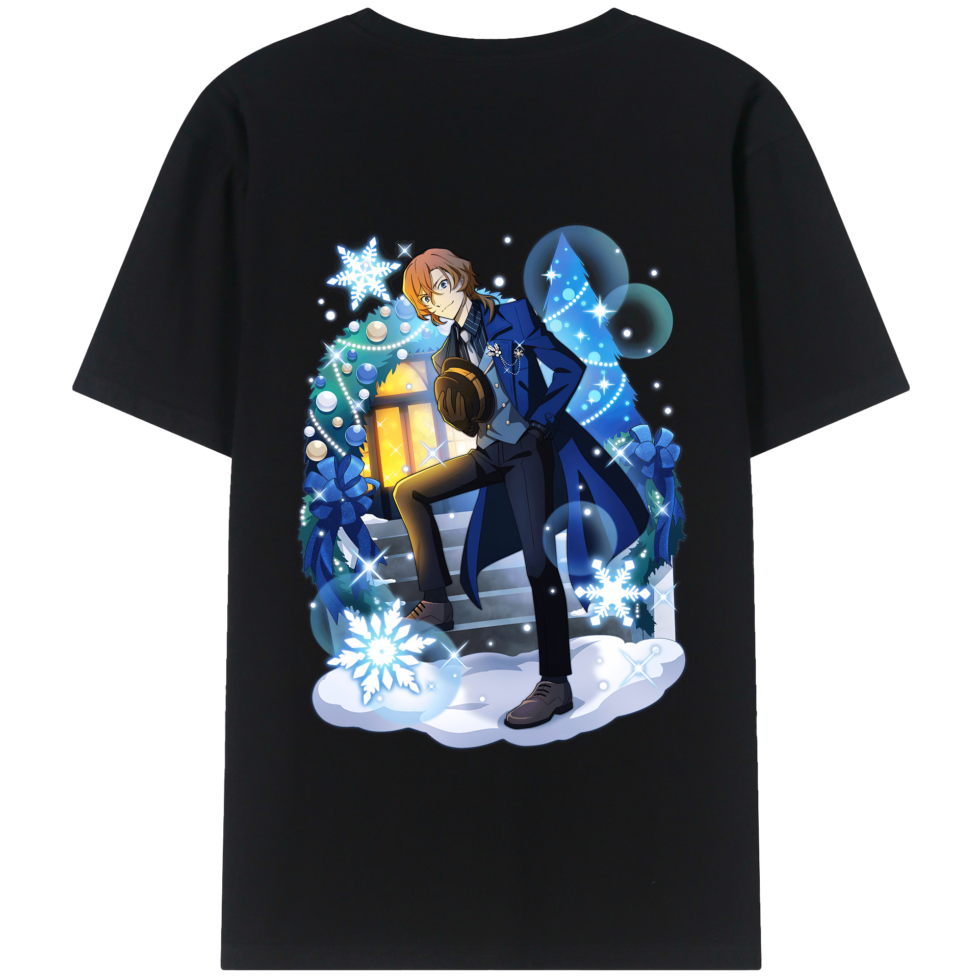 （画像用） 文豪ストレイドッグス Bungo Stray Dogs 綿100％ メンズ半袖Tシャツ（バックプリント） 通気性