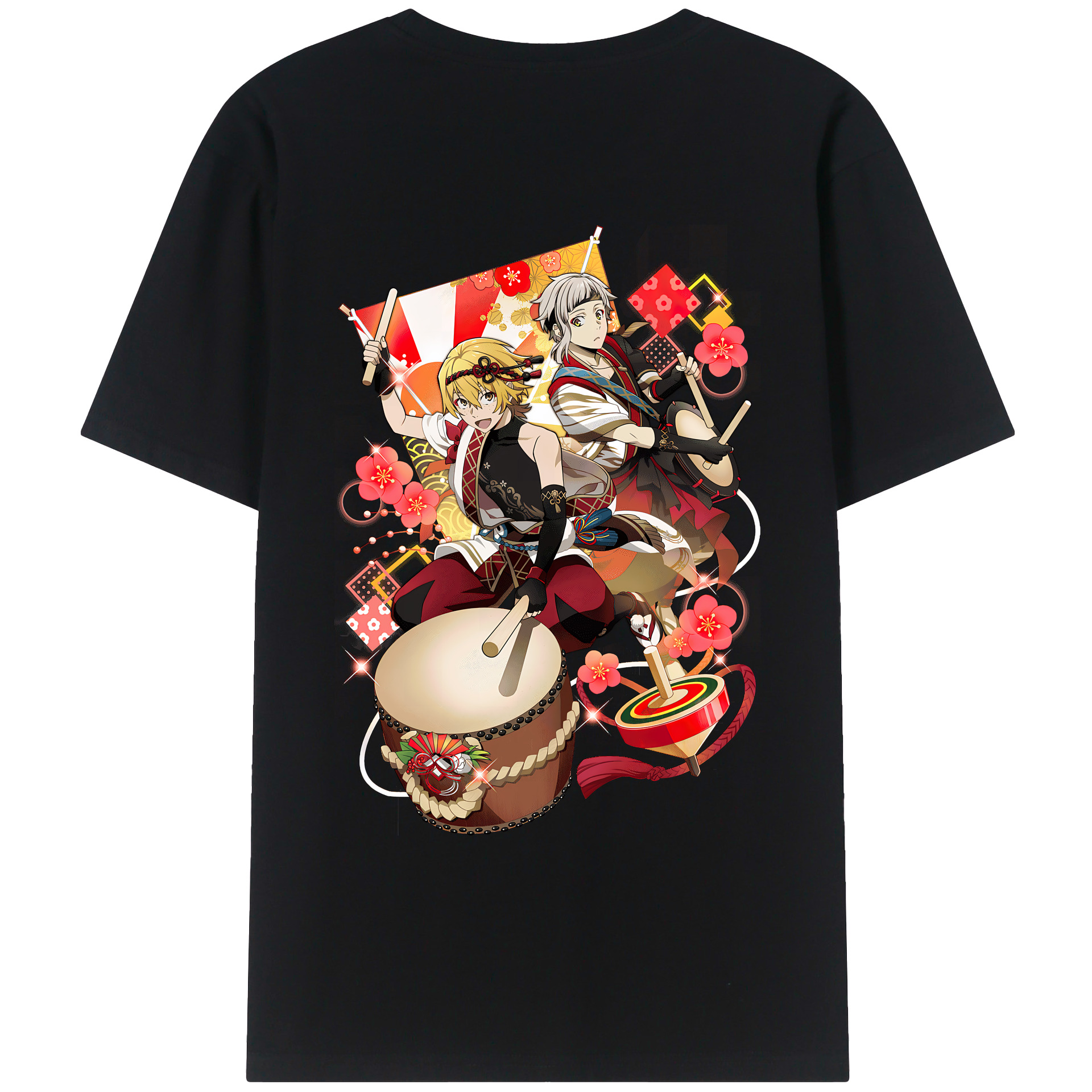（画像用） 文豪ストレイドッグス Bungo Stray Dogs 綿100％ メンズ半袖Tシャツ（バックプリント） 通気性