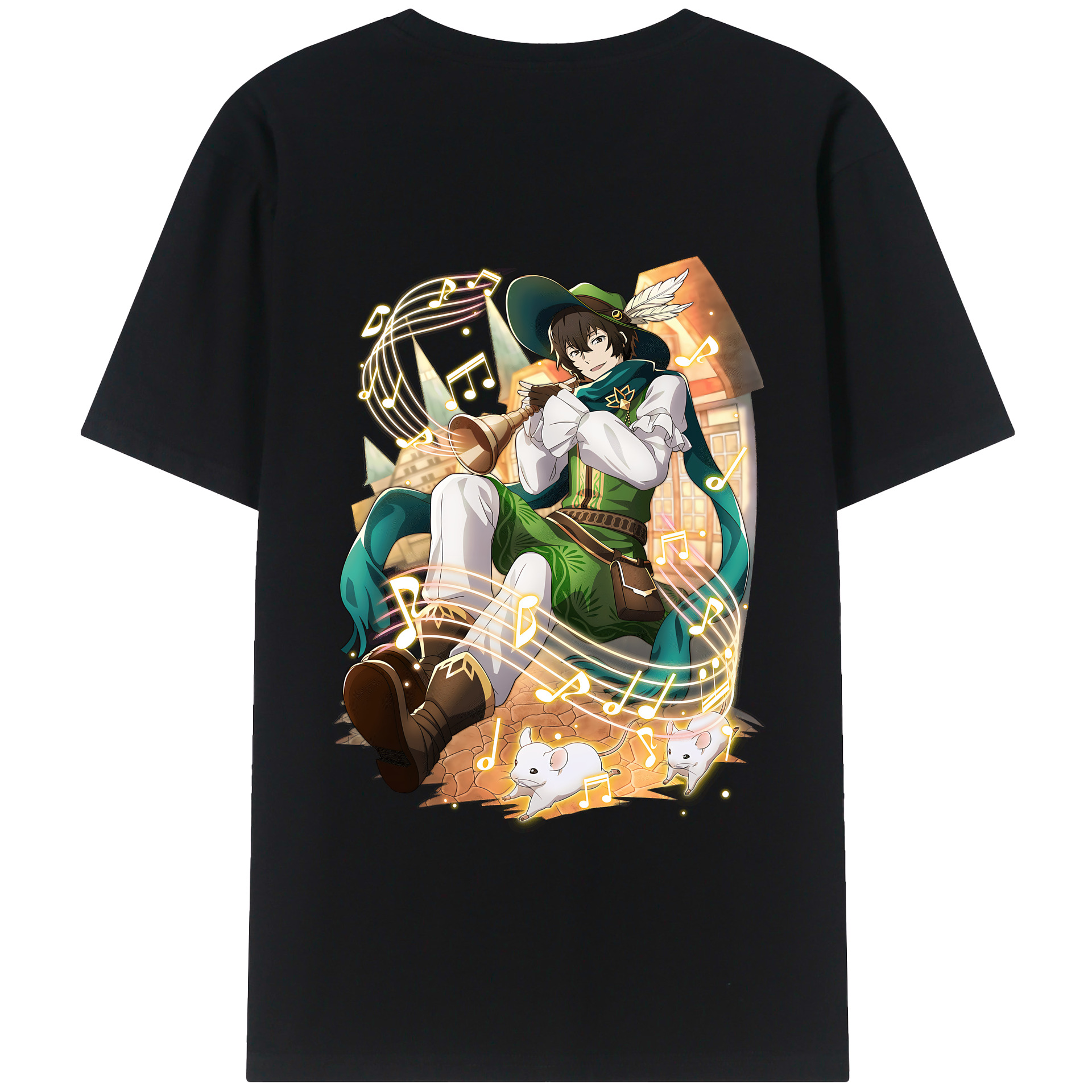 （画像用） 文豪ストレイドッグス Bungo Stray Dogs 綿100％ メンズ半袖Tシャツ（バックプリント） 通気性
