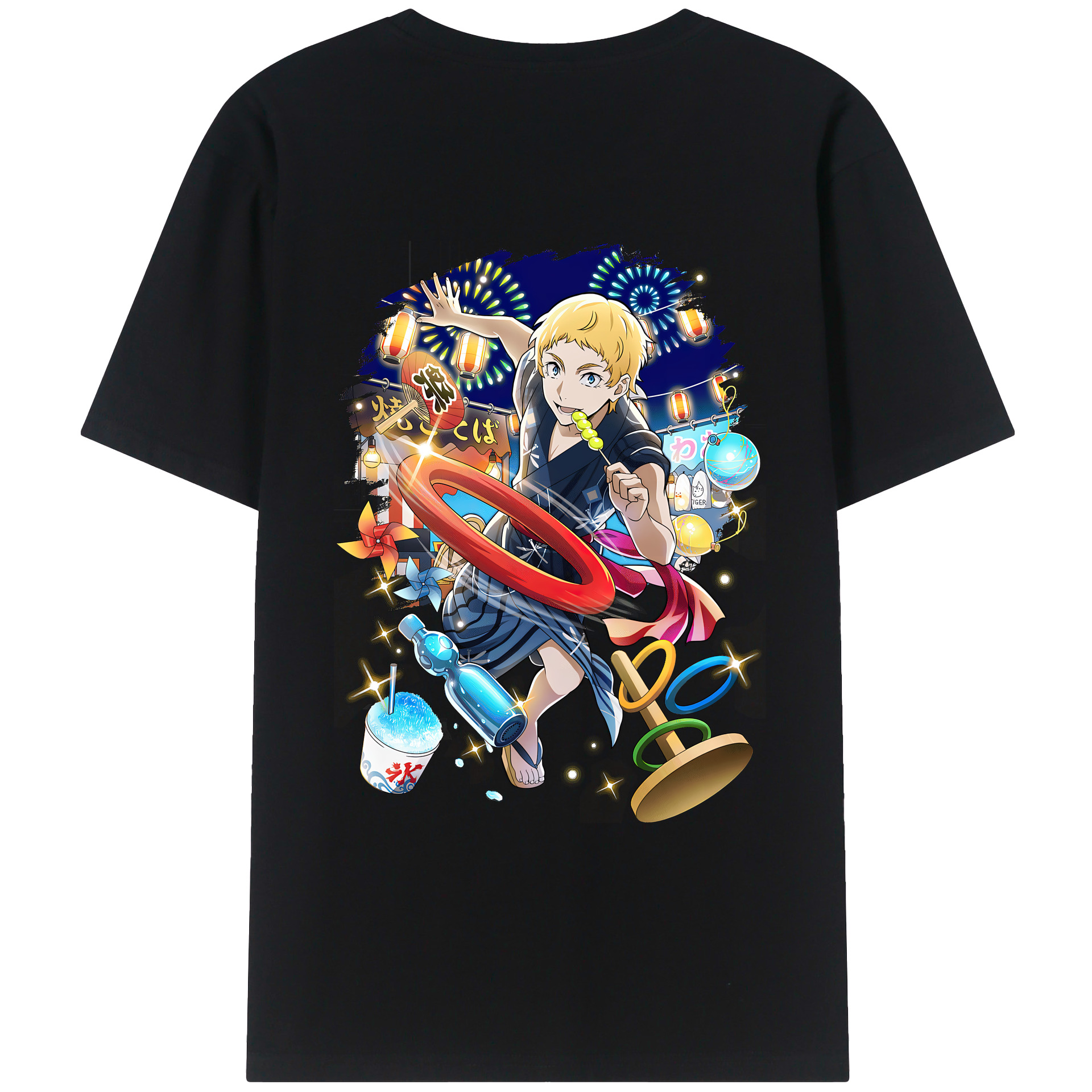 （画像用） 文豪ストレイドッグス Bungo Stray Dogs 綿100％ メンズ半袖Tシャツ（バックプリント） 通気性