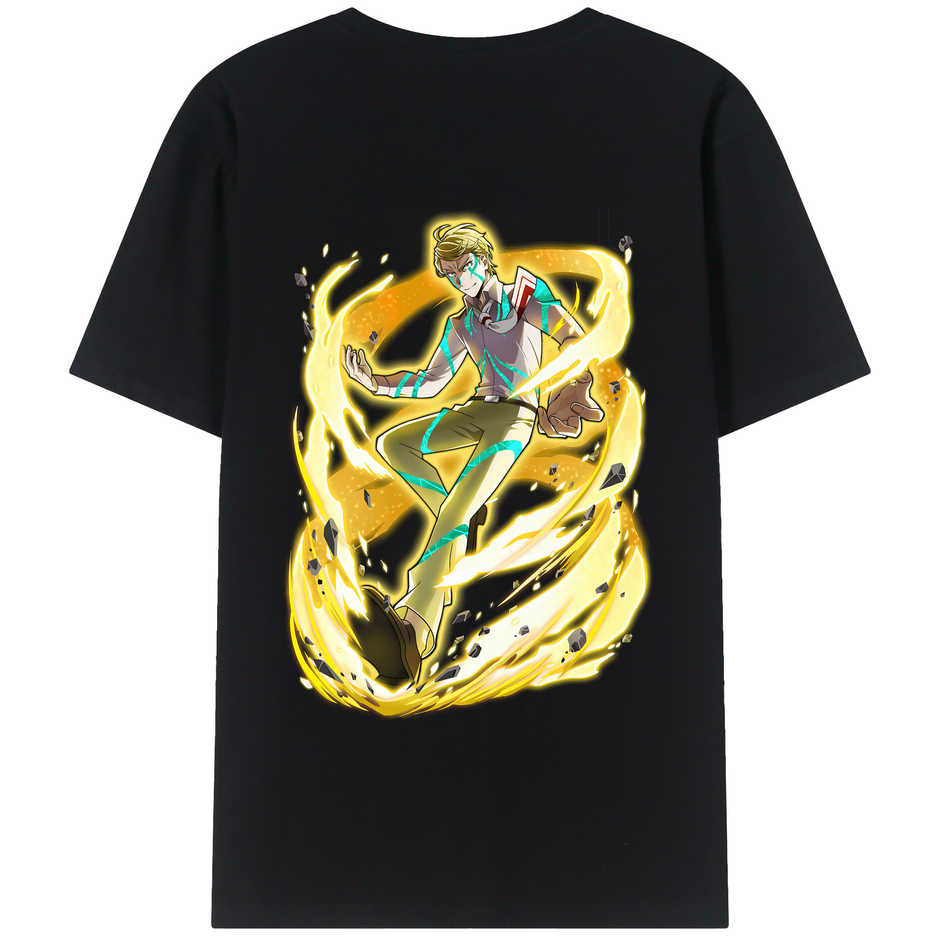 （画像用） 文豪ストレイドッグス Bungo Stray Dogs 綿100％ メンズ半袖Tシャツ（バックプリント） 通気性