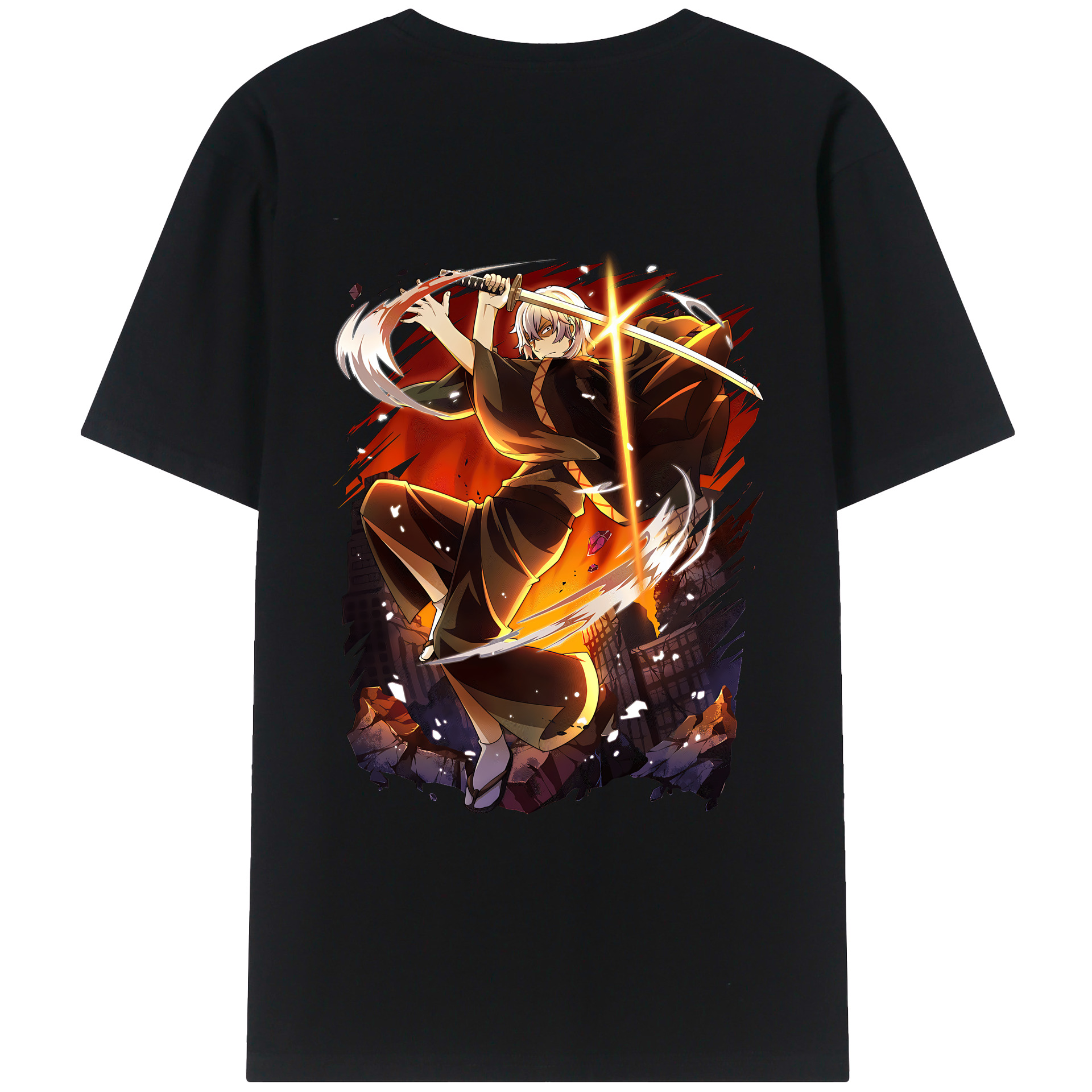 （画像用） 文豪ストレイドッグス Bungo Stray Dogs 綿100％ メンズ半袖Tシャツ（バックプリント） 通気性
