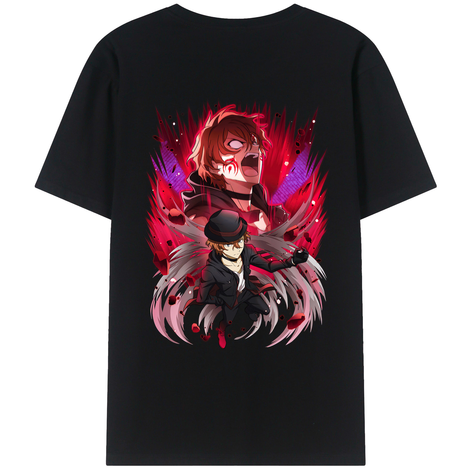 （画像用） 文豪ストレイドッグス Bungo Stray Dogs 綿100％ メンズ半袖Tシャツ（バックプリント） 通気性