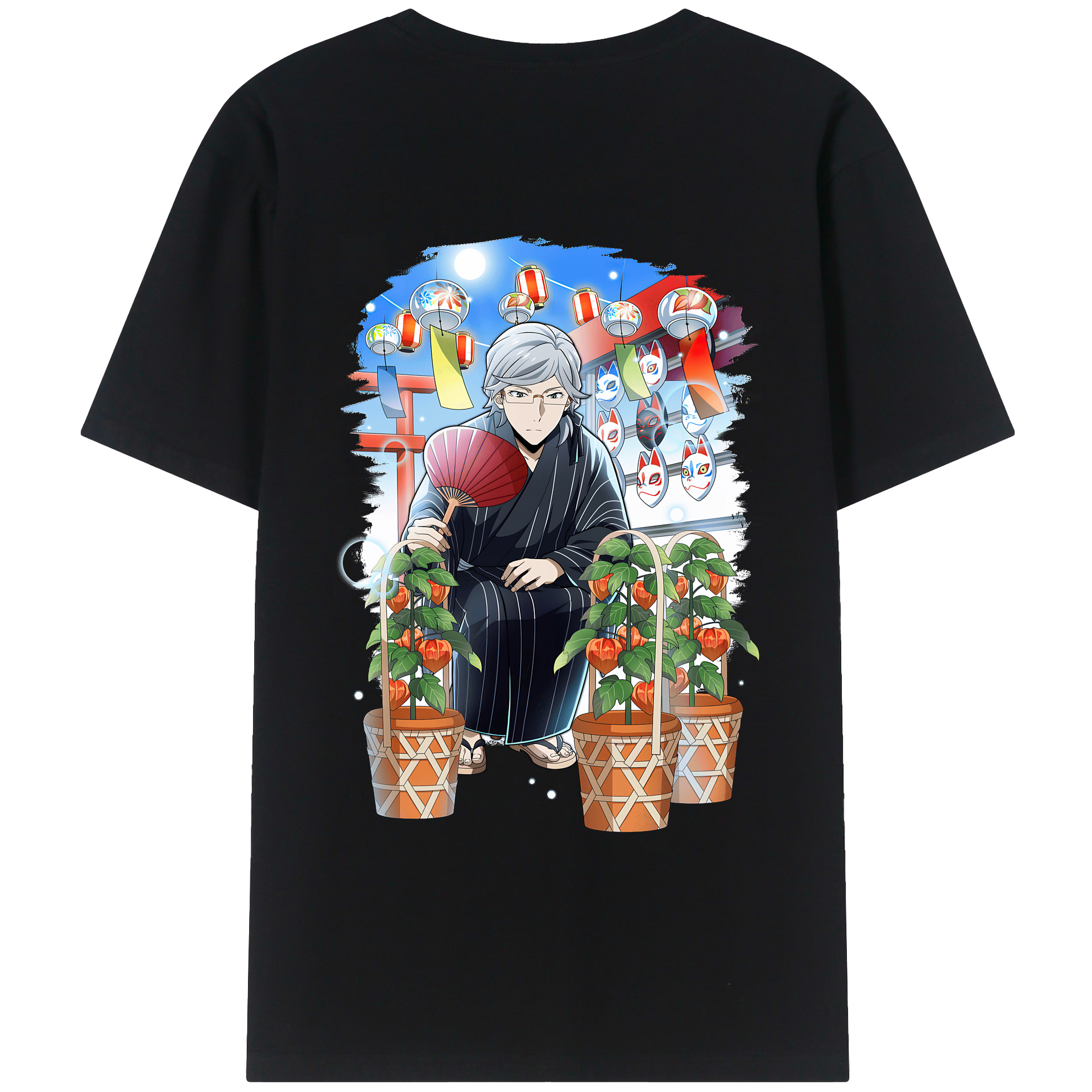 （画像用） 文豪ストレイドッグス Bungo Stray Dogs 綿100％ メンズ半袖Tシャツ（バックプリント） 通気性