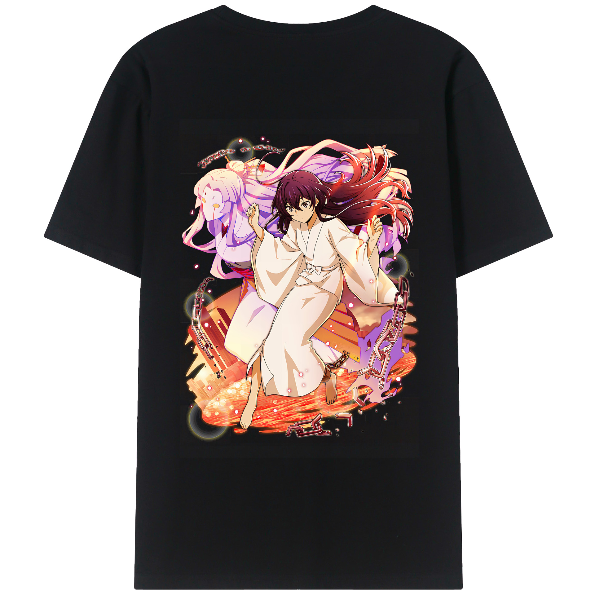 （画像用） 文豪ストレイドッグス Bungo Stray Dogs 綿100％ メンズ半袖Tシャツ（バックプリント） 通気性