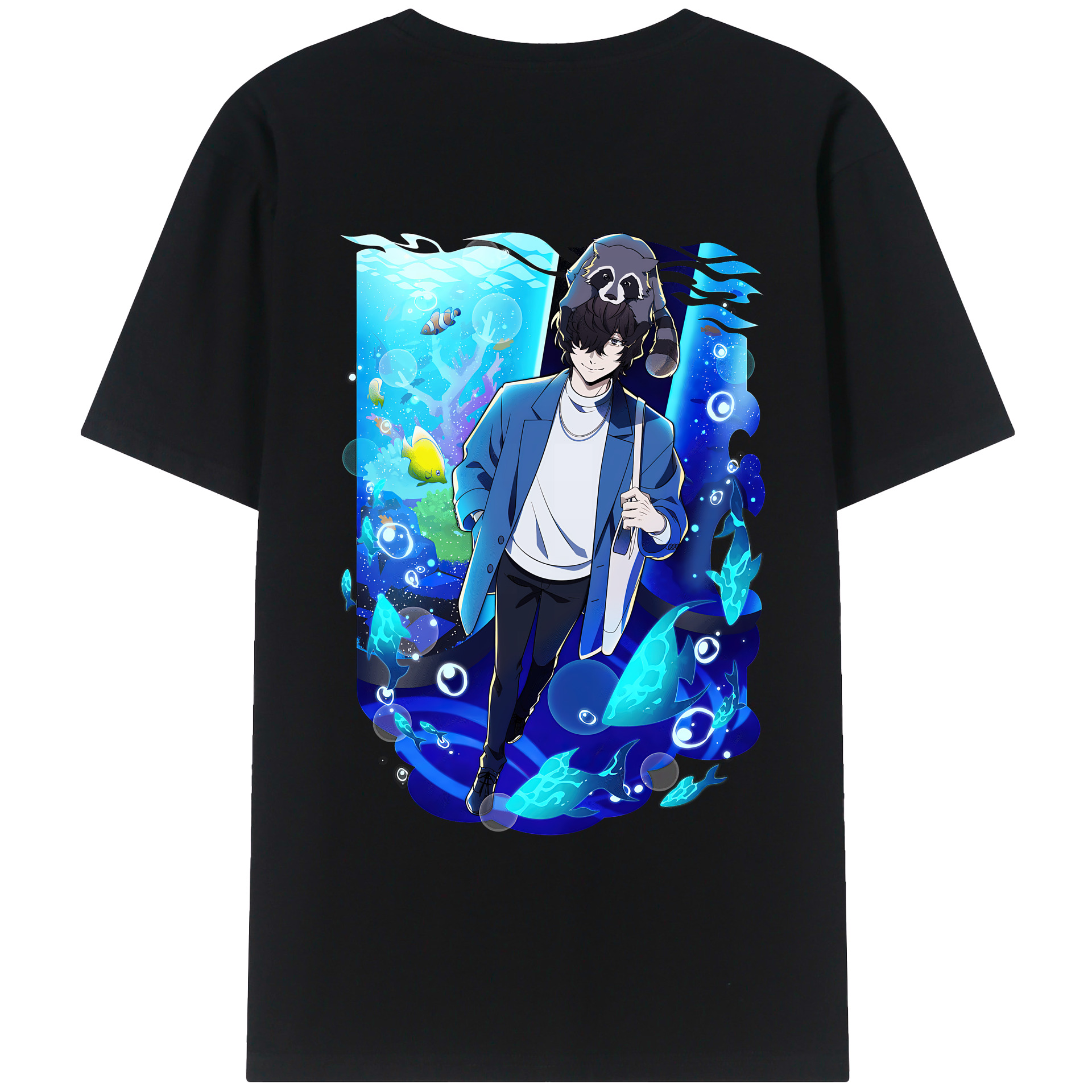 （画像用） 文豪ストレイドッグス Bungo Stray Dogs 綿100％ メンズ半袖Tシャツ（バックプリント） 通気性
