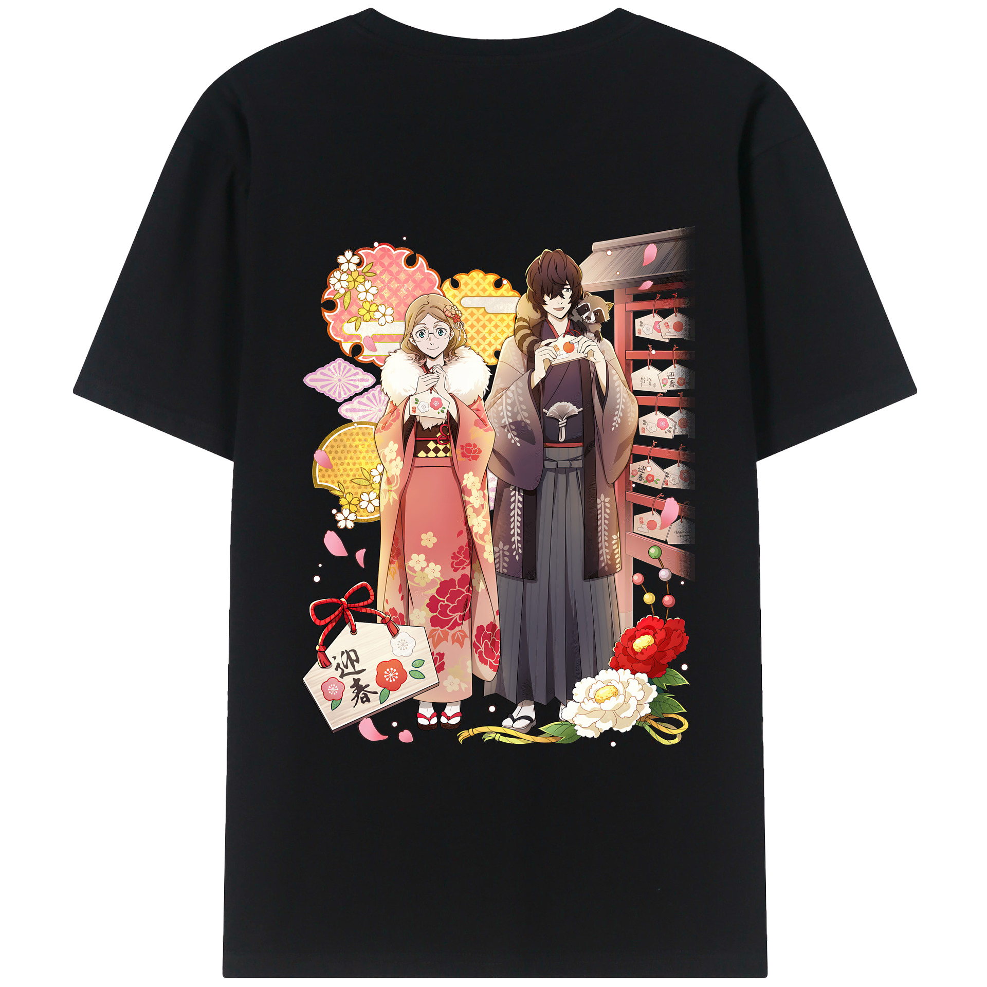 （画像用） 文豪ストレイドッグス Bungo Stray Dogs 綿100％ メンズ半袖Tシャツ（バックプリント） 通気性