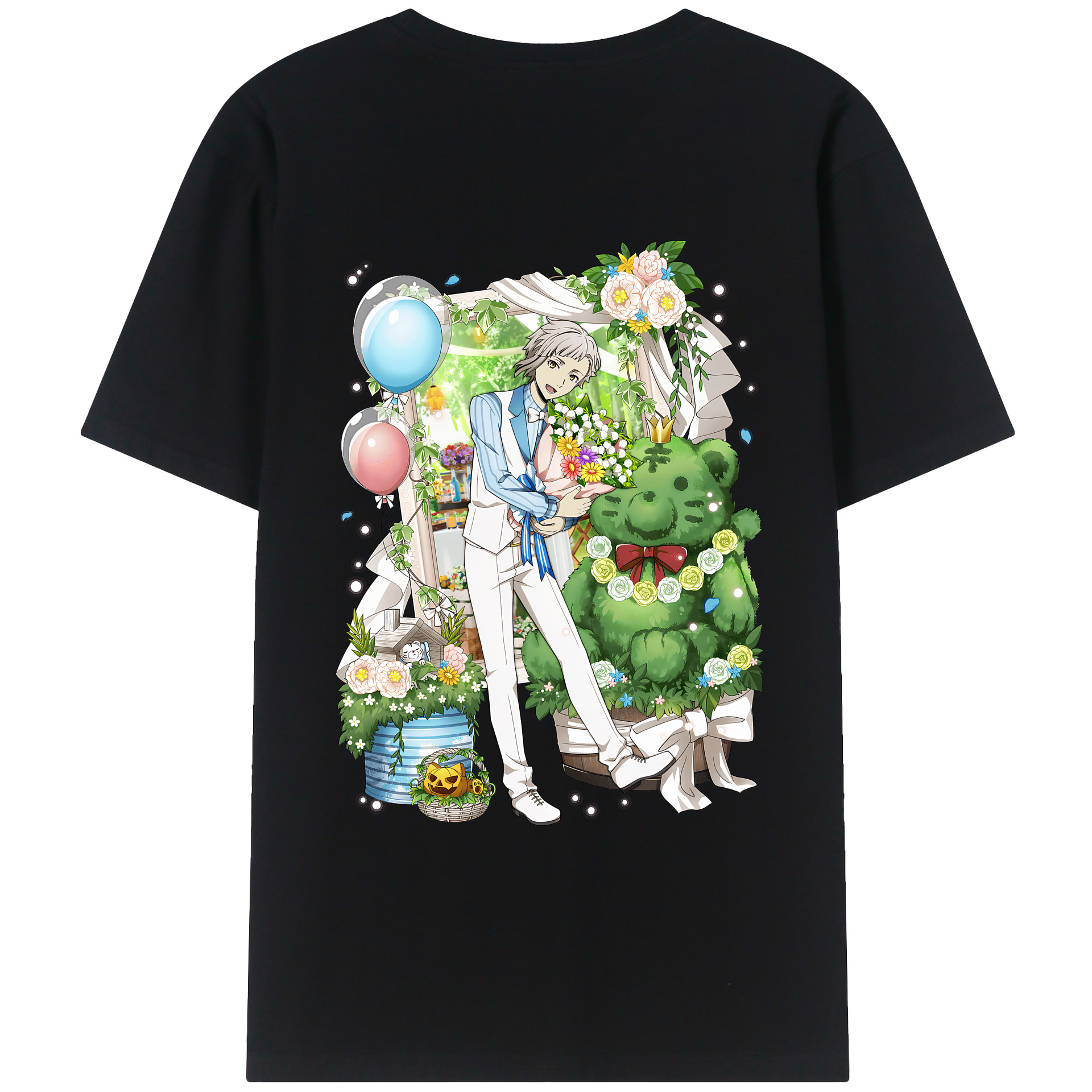 （画像用） 文豪ストレイドッグス Bungo Stray Dogs 綿100％ メンズ半袖Tシャツ（バックプリント） 通気性