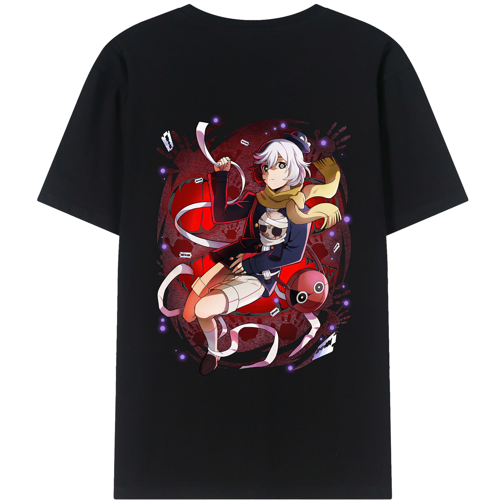 （画像用） 文豪ストレイドッグス Bungo Stray Dogs 綿100％ メンズ半袖Tシャツ（バックプリント） 通気性