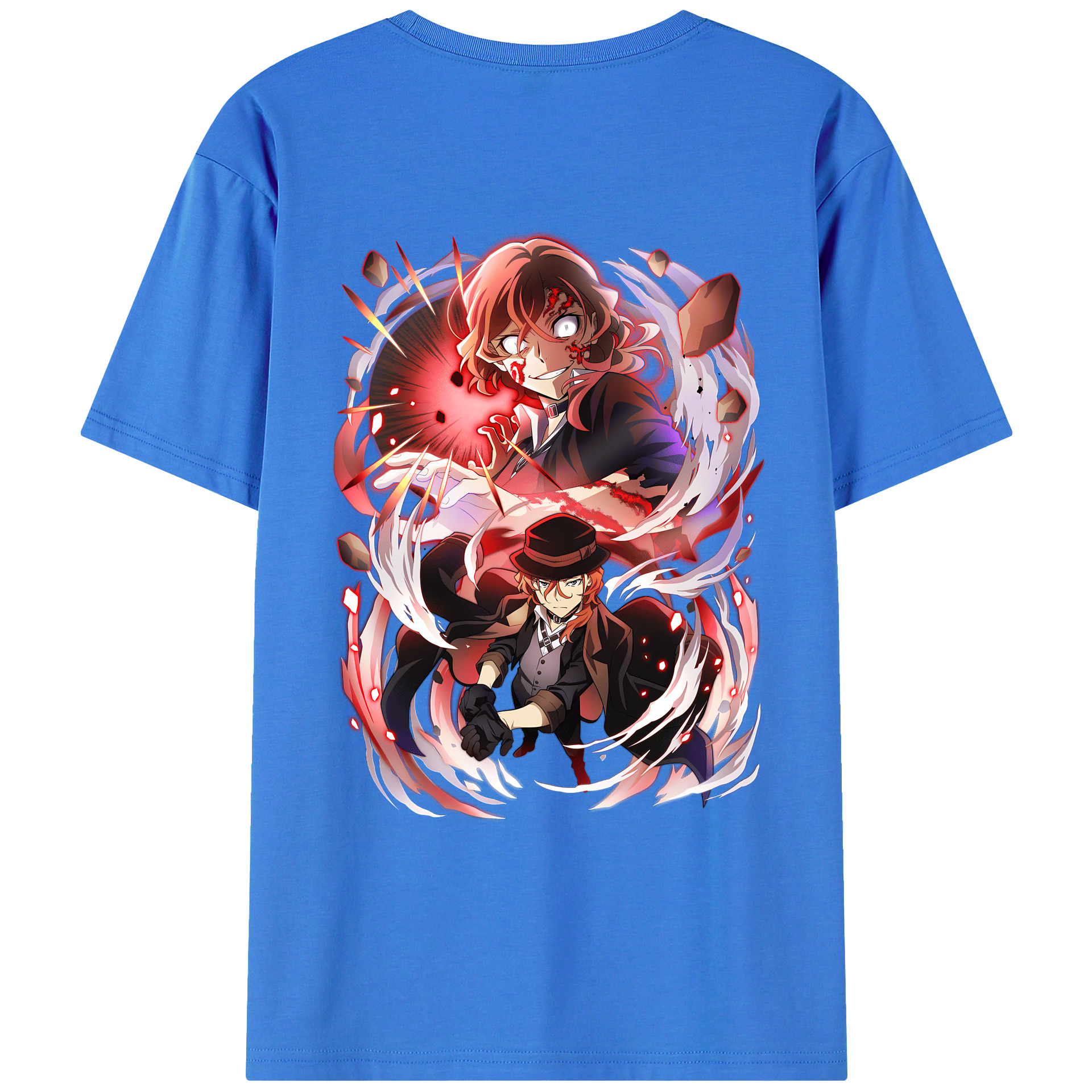 （画像用） 文豪ストレイドッグス Bungo Stray Dogs 綿100％ メンズ半袖Tシャツ（バックプリント） 通気性
