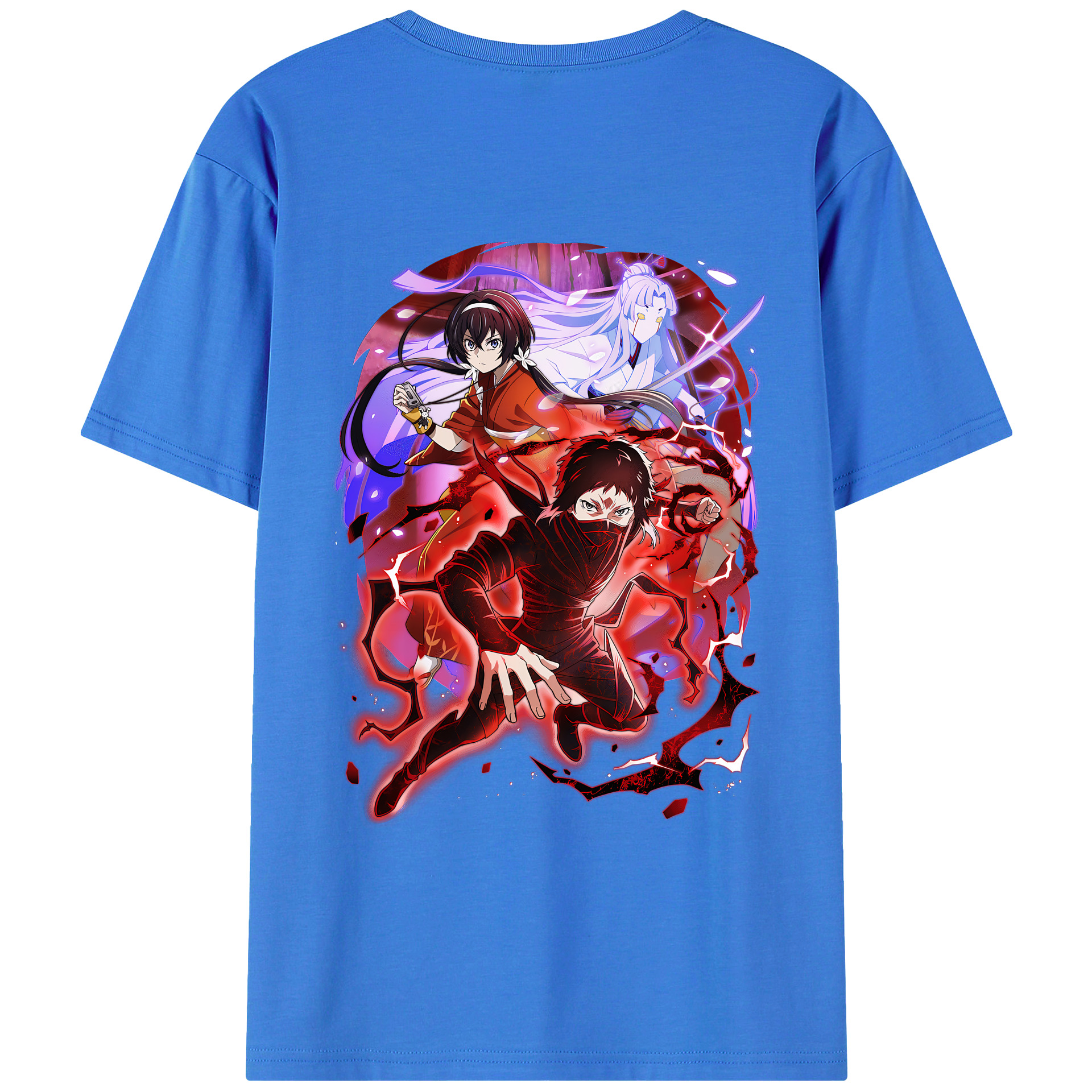 （画像用） 文豪ストレイドッグス Bungo Stray Dogs 綿100％ メンズ半袖Tシャツ（バックプリント） 通気性