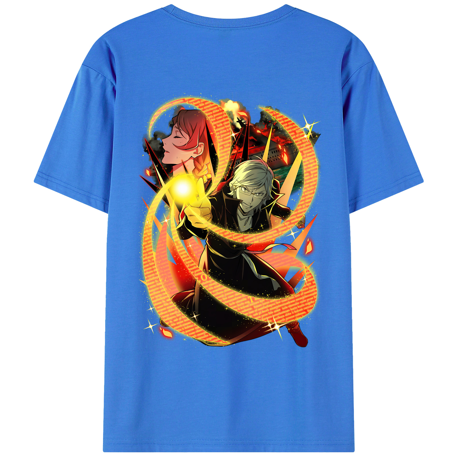 （画像用） 文豪ストレイドッグス Bungo Stray Dogs 綿100％ メンズ半袖Tシャツ（バックプリント） 通気性