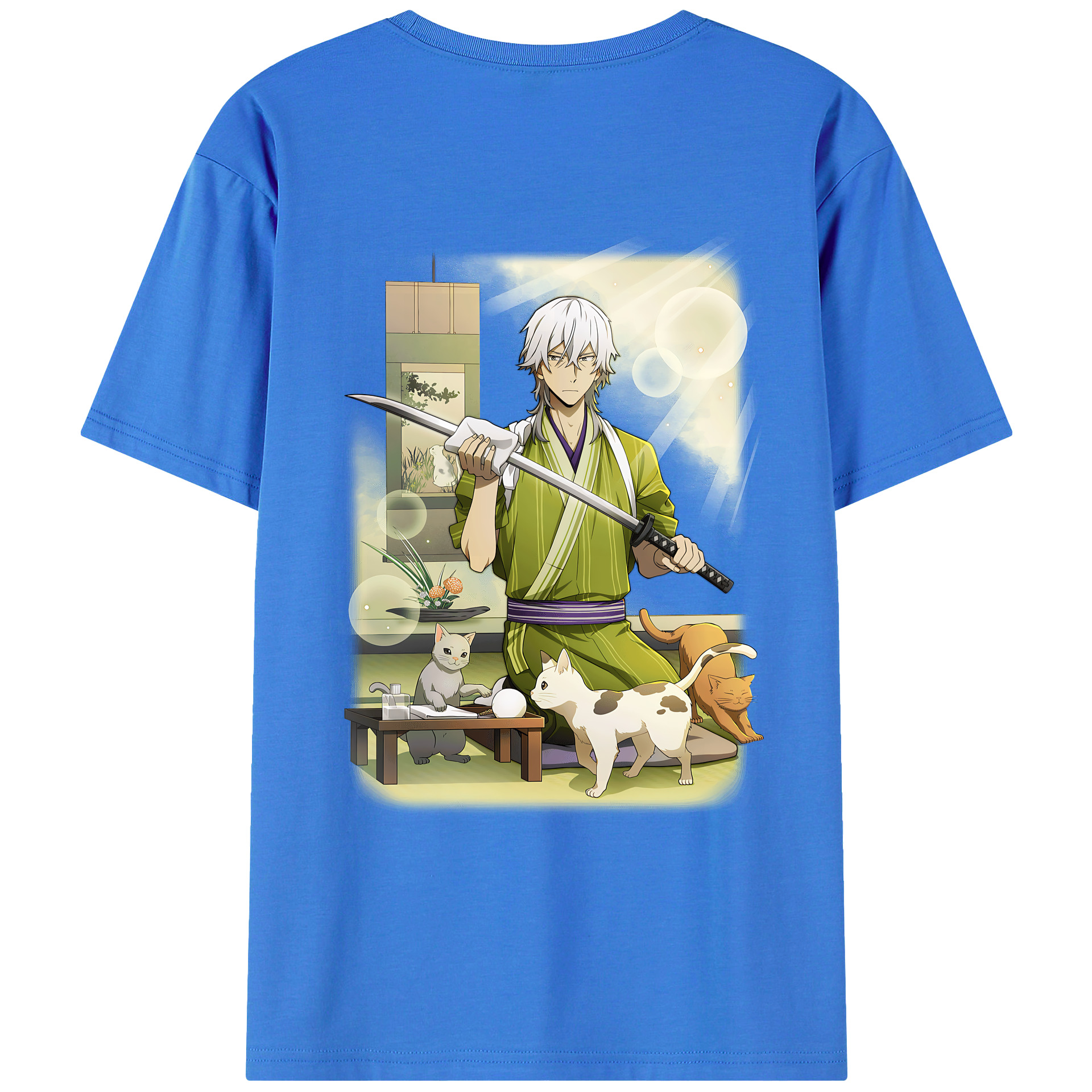 （画像用） 文豪ストレイドッグス Bungo Stray Dogs 綿100％ メンズ半袖Tシャツ（バックプリント） 通気性