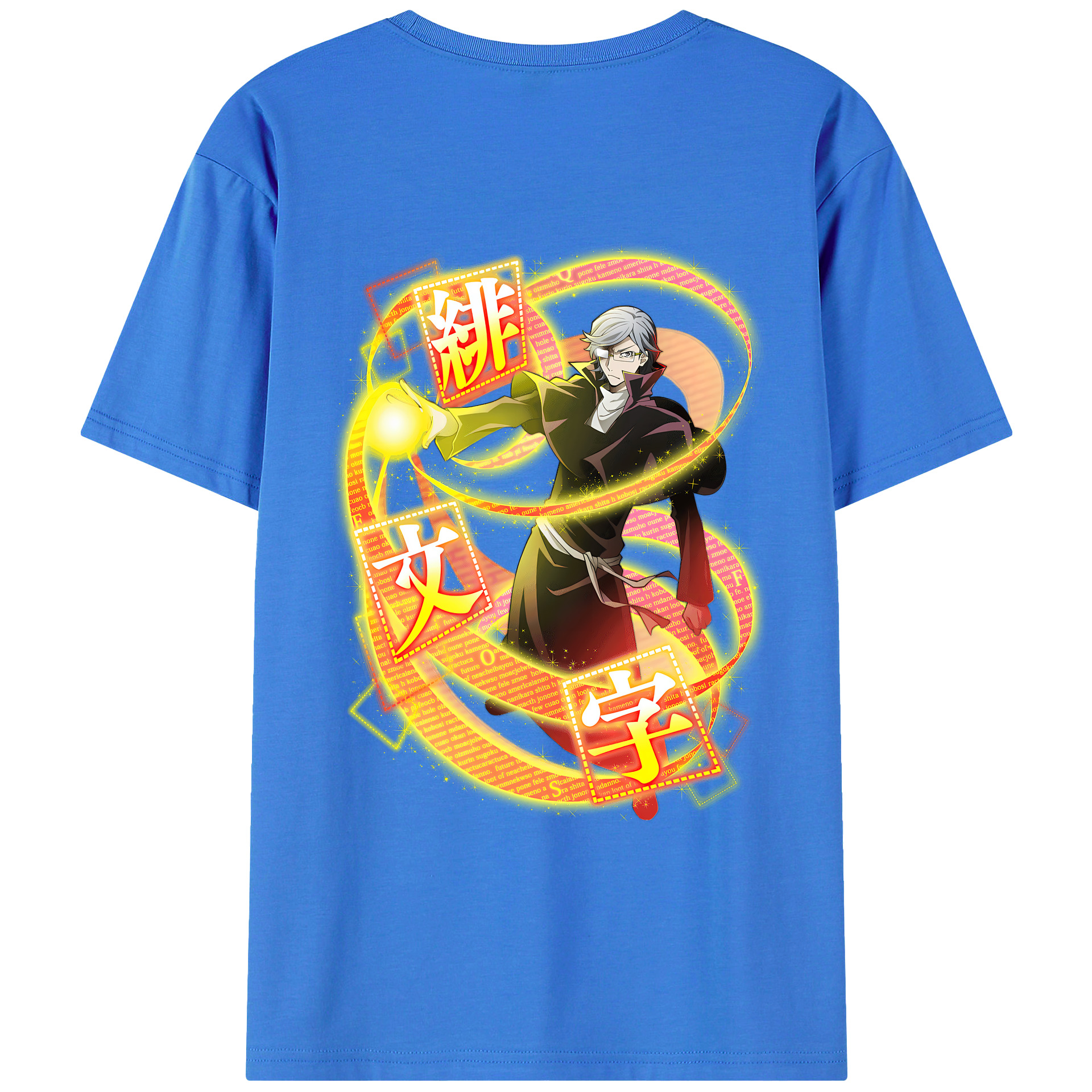 （画像用） 文豪ストレイドッグス Bungo Stray Dogs 綿100％ メンズ半袖Tシャツ（バックプリント） 通気性