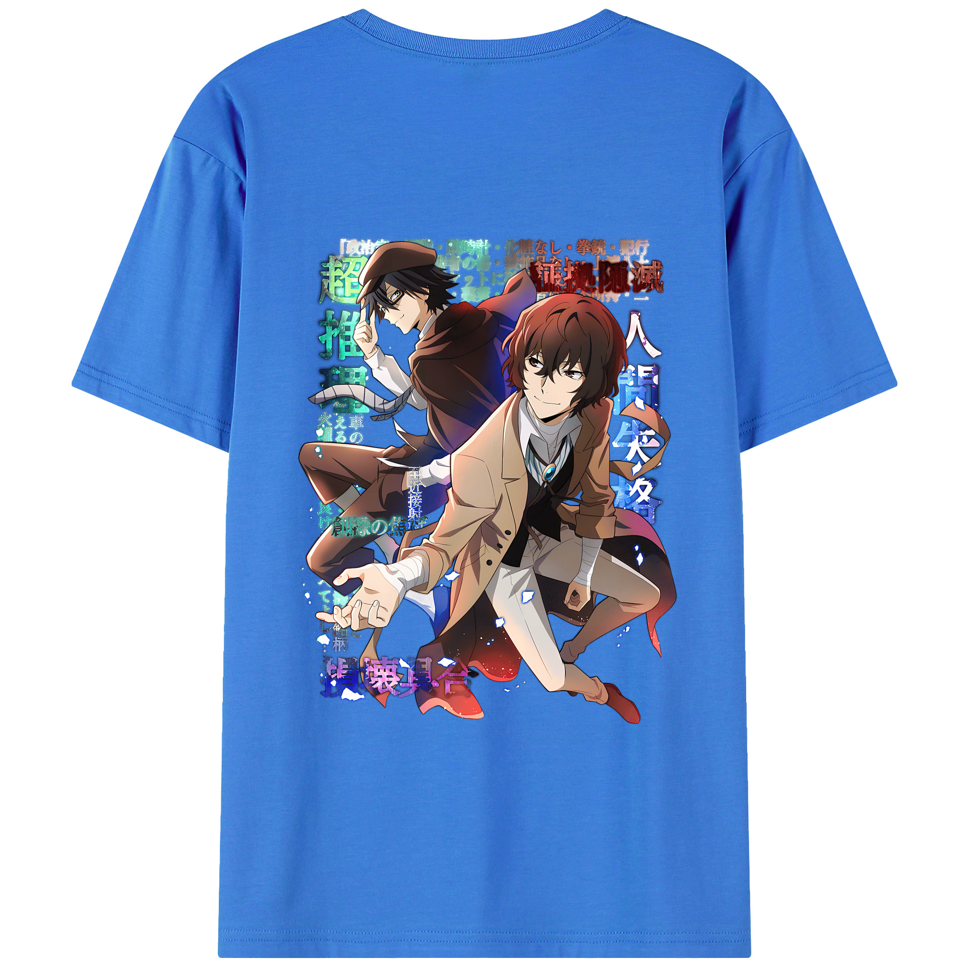 （画像用） 文豪ストレイドッグス Bungo Stray Dogs 綿100％ メンズ半袖Tシャツ（バックプリント） 通気性