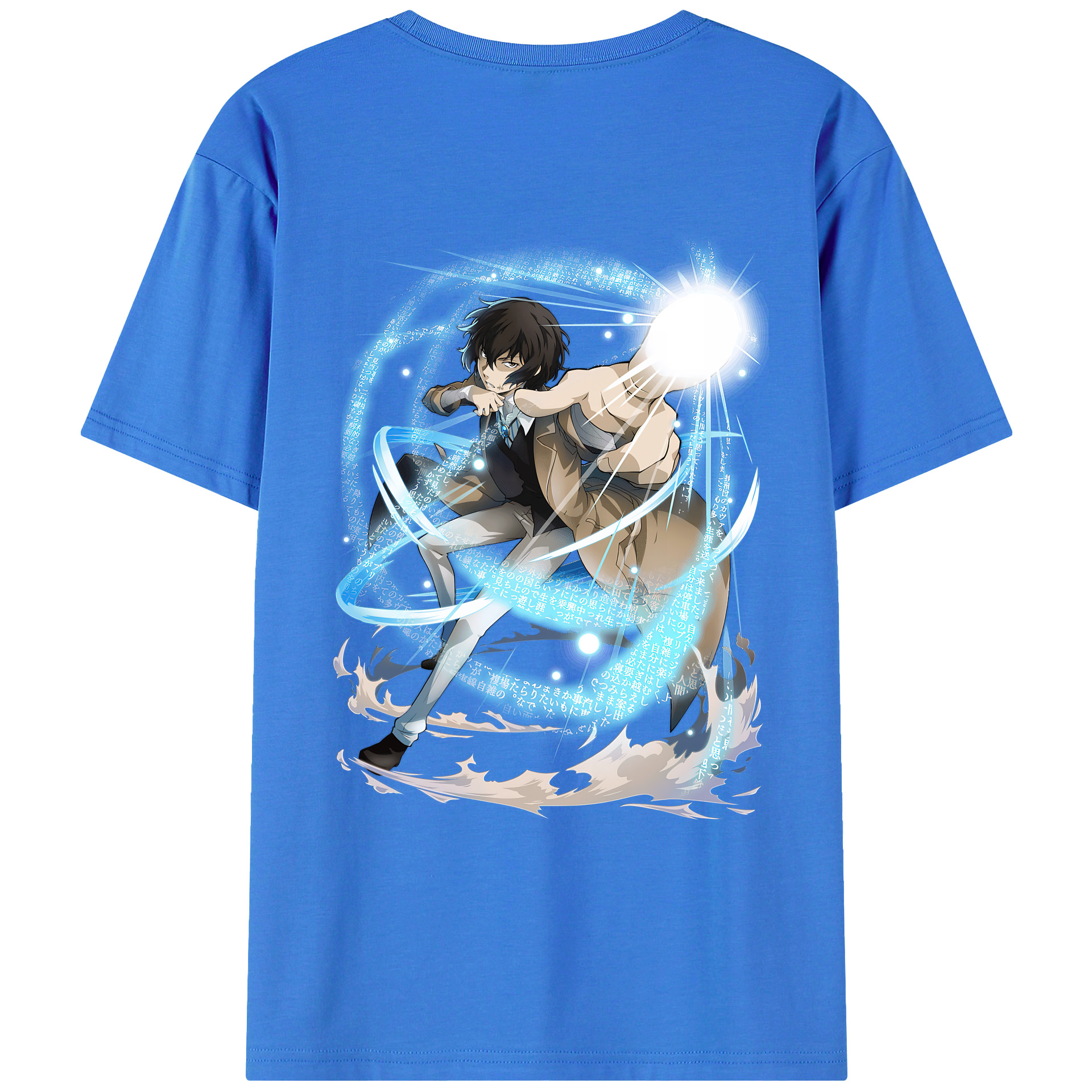 （画像用） 文豪ストレイドッグス Bungo Stray Dogs 綿100％ メンズ半袖Tシャツ（バックプリント） 通気性