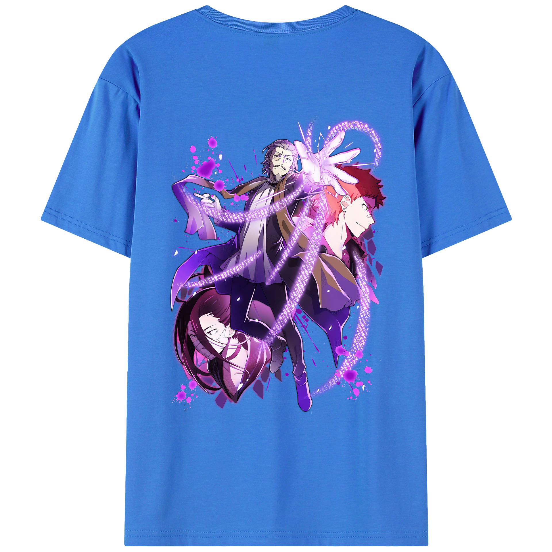 （画像用） 文豪ストレイドッグス Bungo Stray Dogs 綿100％ メンズ半袖Tシャツ（バックプリント） 通気性