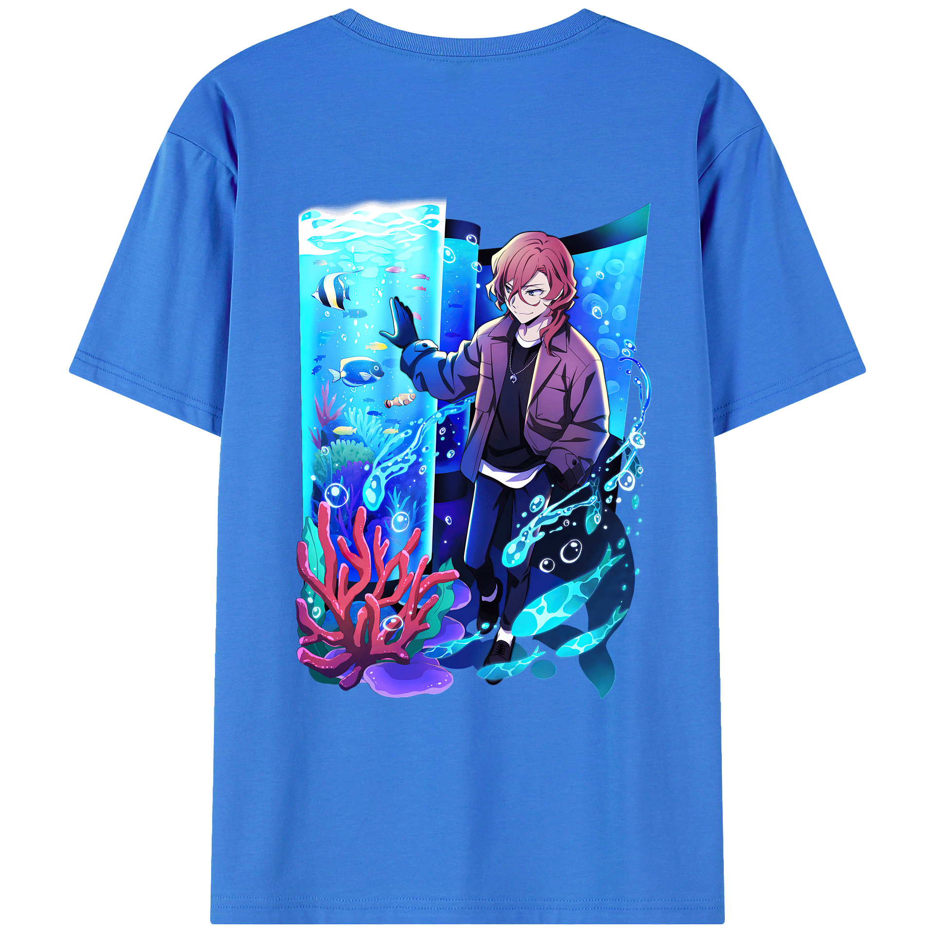 （画像用） 文豪ストレイドッグス Bungo Stray Dogs 綿100％ メンズ半袖Tシャツ（バックプリント） 通気性
