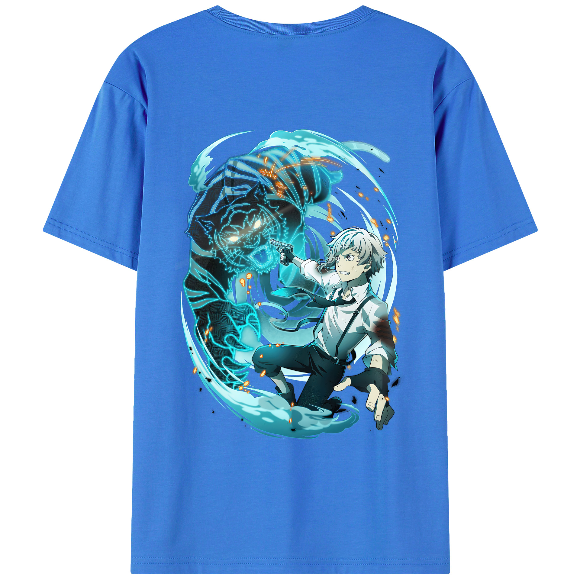 （画像用） 文豪ストレイドッグス Bungo Stray Dogs 綿100％ メンズ半袖Tシャツ（バックプリント） 通気性