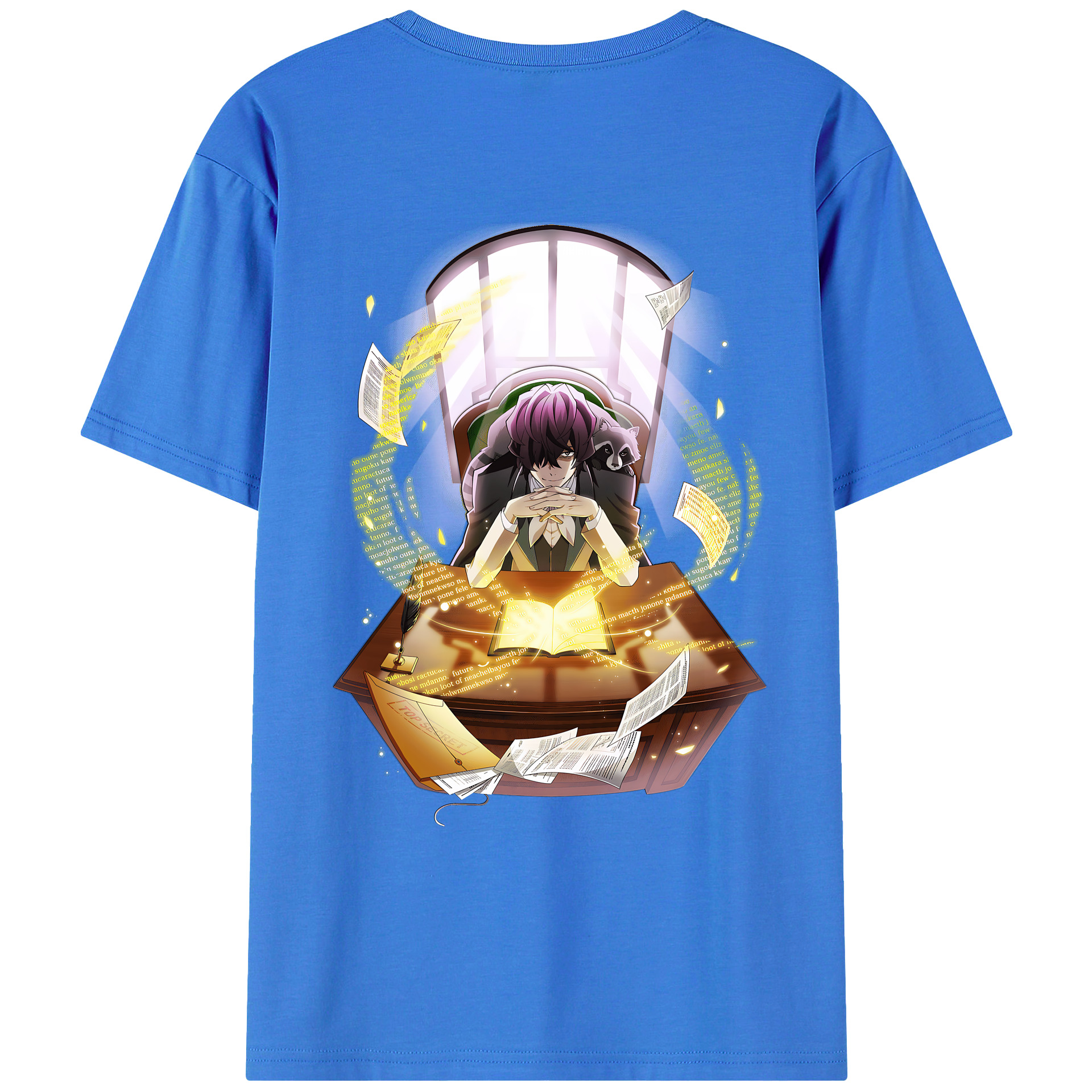 （画像用） 文豪ストレイドッグス Bungo Stray Dogs 綿100％ メンズ半袖Tシャツ（バックプリント） 通気性