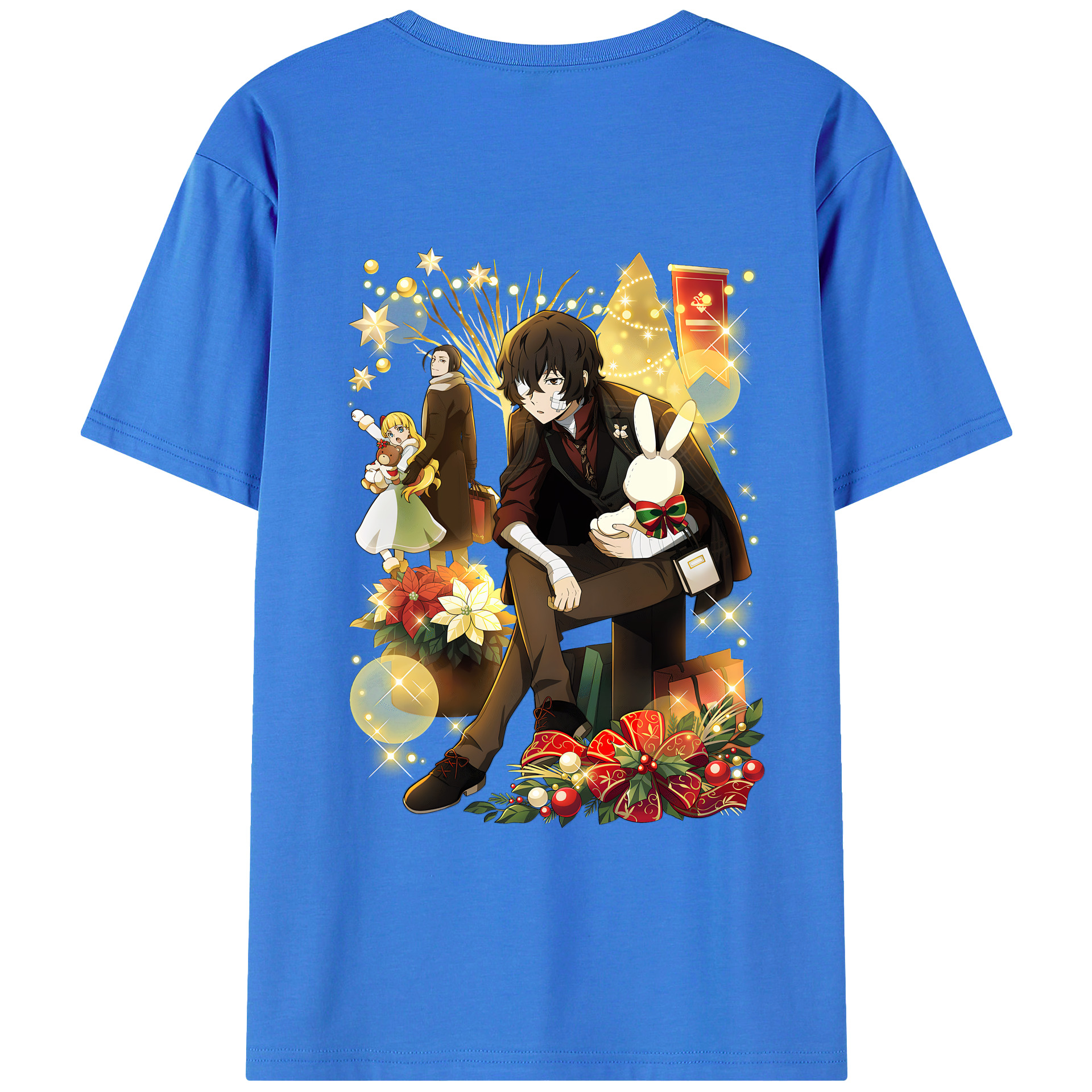 （画像用） 文豪ストレイドッグス Bungo Stray Dogs 綿100％ メンズ半袖Tシャツ（バックプリント） 通気性