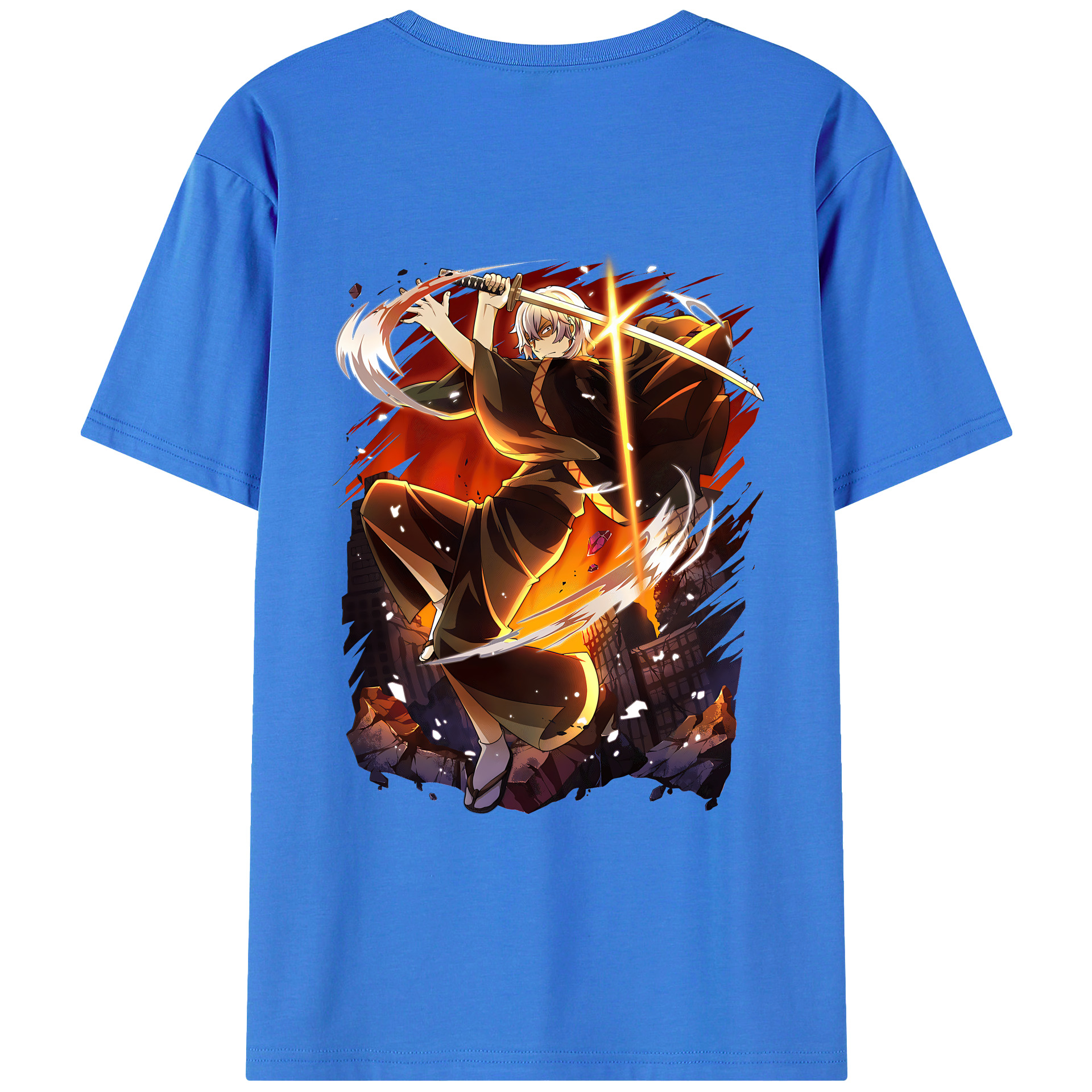 （画像用） 文豪ストレイドッグス Bungo Stray Dogs 綿100％ メンズ半袖Tシャツ（バックプリント） 通気性