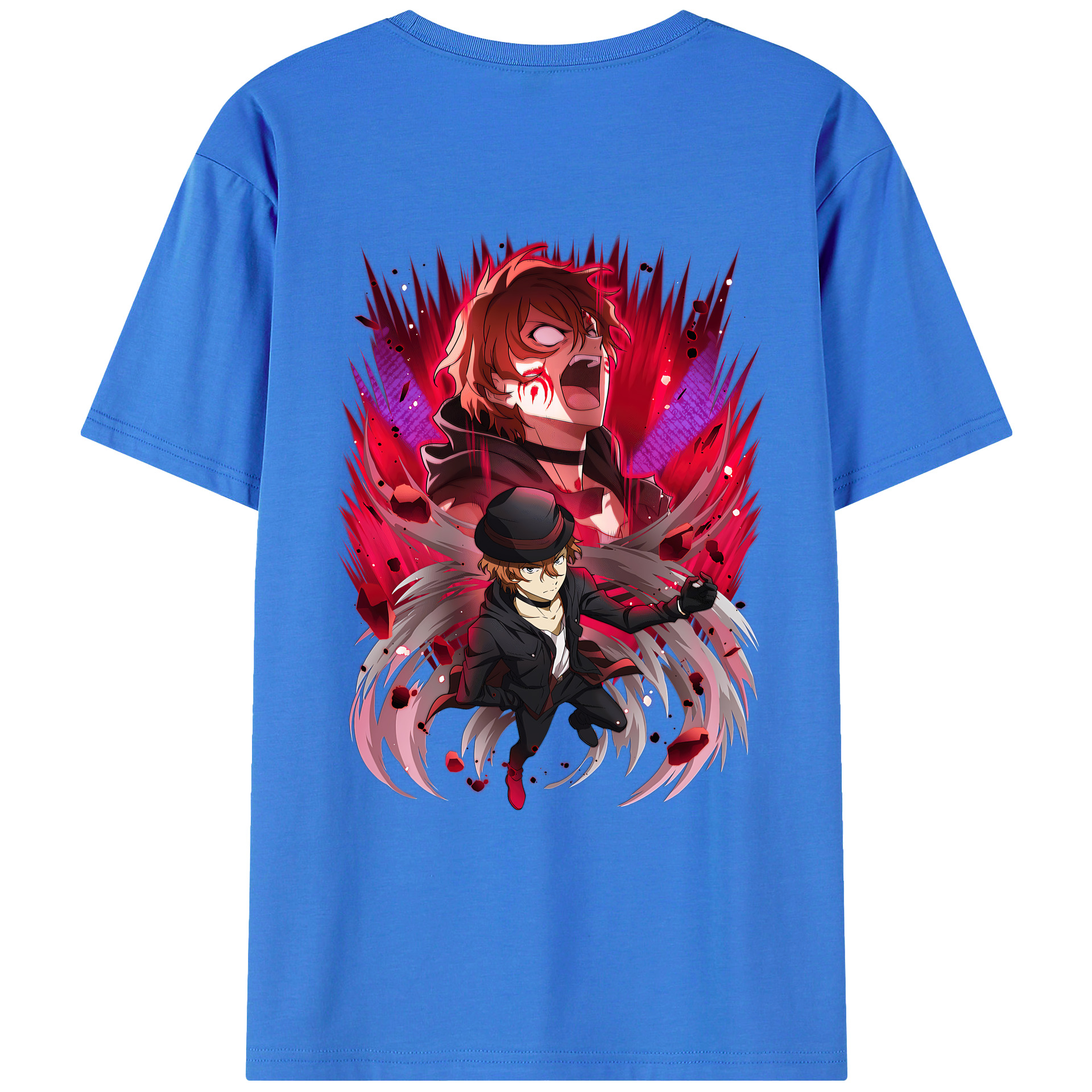 （画像用） 文豪ストレイドッグス Bungo Stray Dogs 綿100％ メンズ半袖Tシャツ（バックプリント） 通気性
