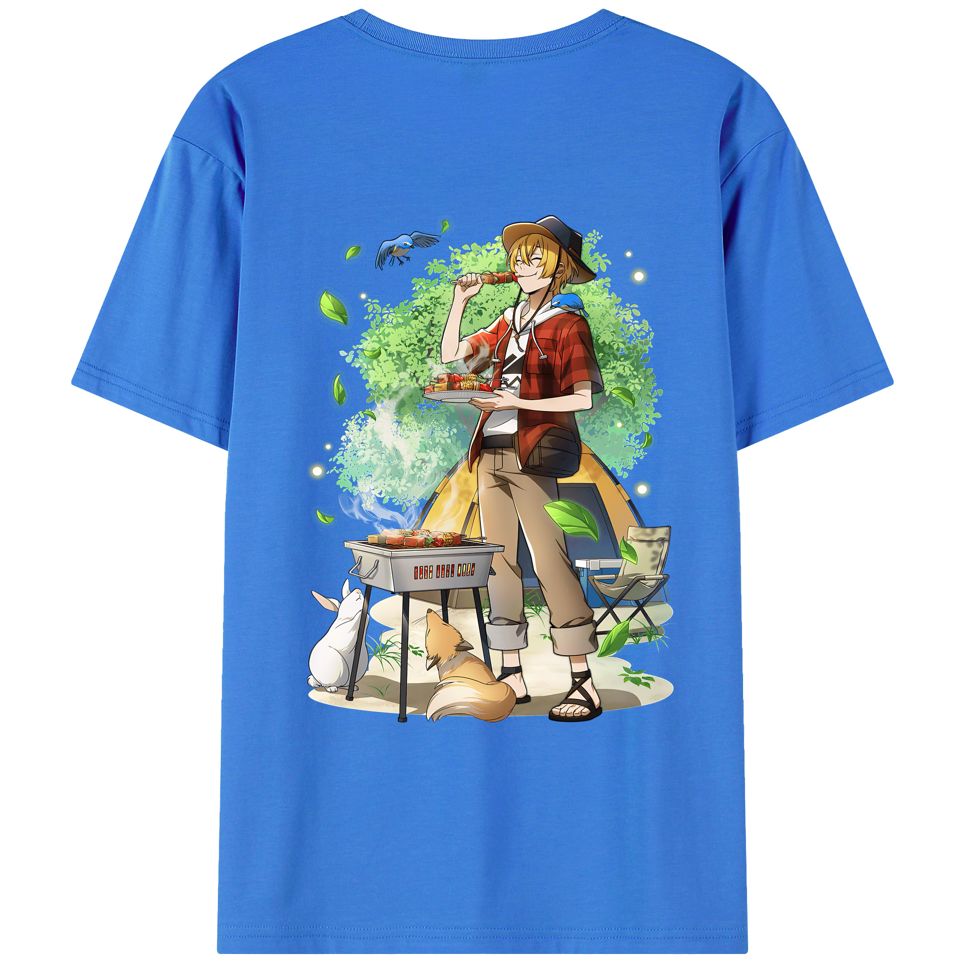（画像用） 文豪ストレイドッグス Bungo Stray Dogs 綿100％ メンズ半袖Tシャツ（バックプリント） 通気性