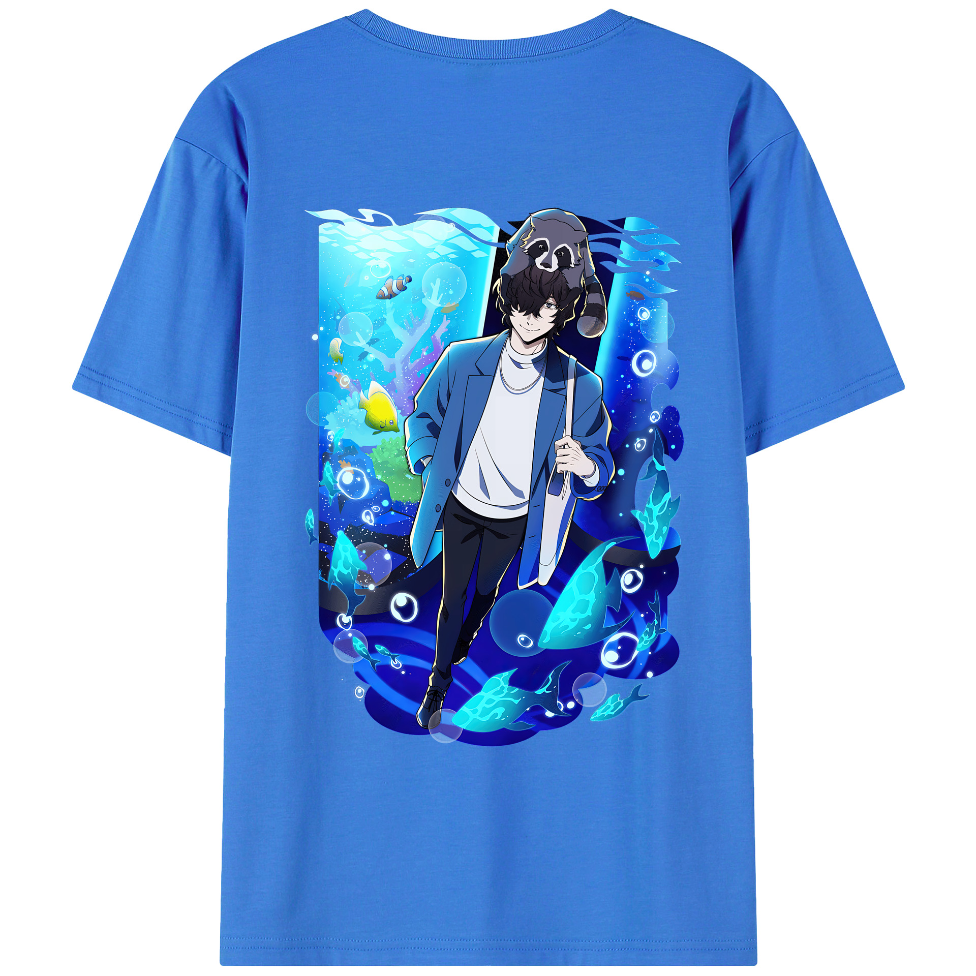 （画像用） 文豪ストレイドッグス Bungo Stray Dogs 綿100％ メンズ半袖Tシャツ（バックプリント） 通気性