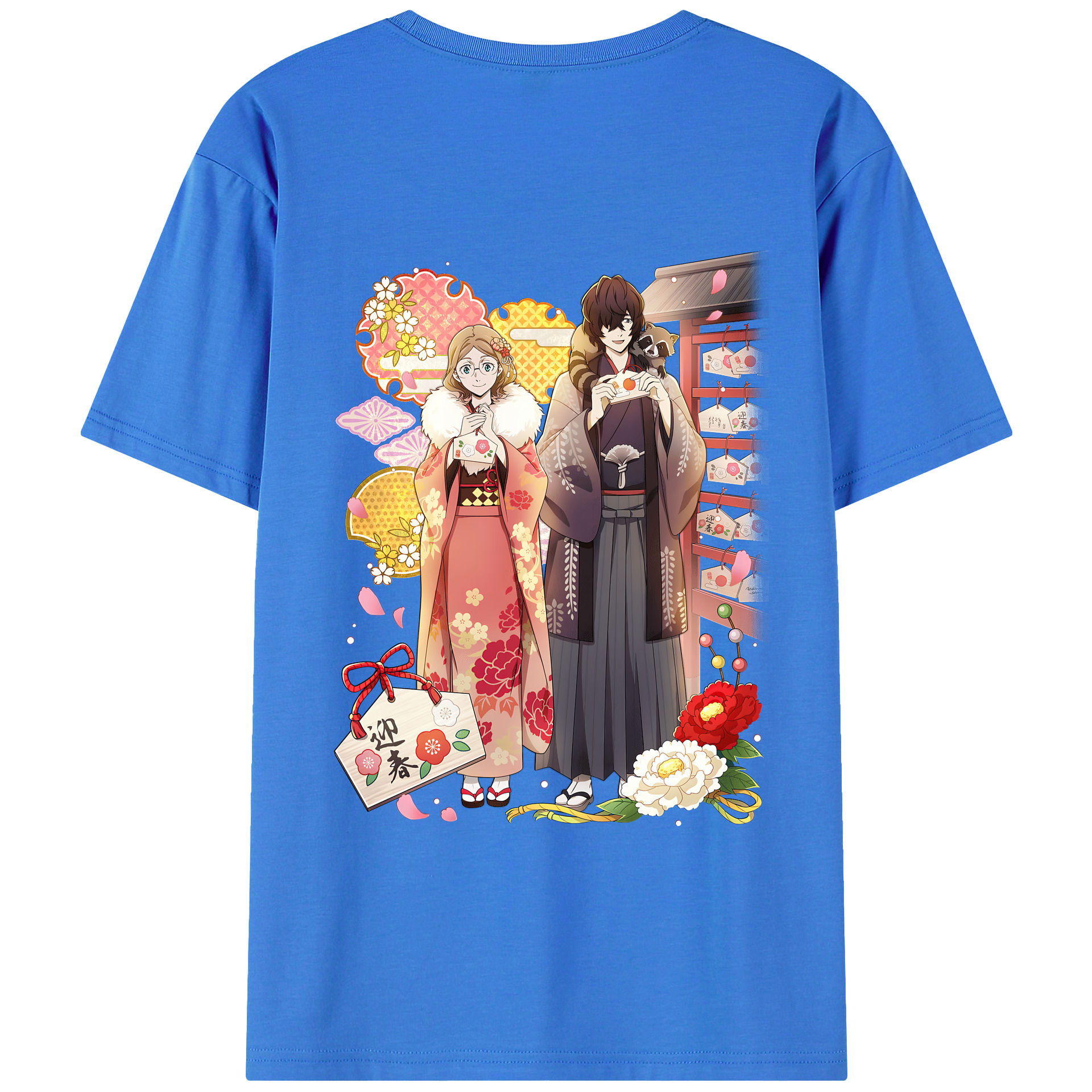 （画像用） 文豪ストレイドッグス Bungo Stray Dogs 綿100％ メンズ半袖Tシャツ（バックプリント） 通気性