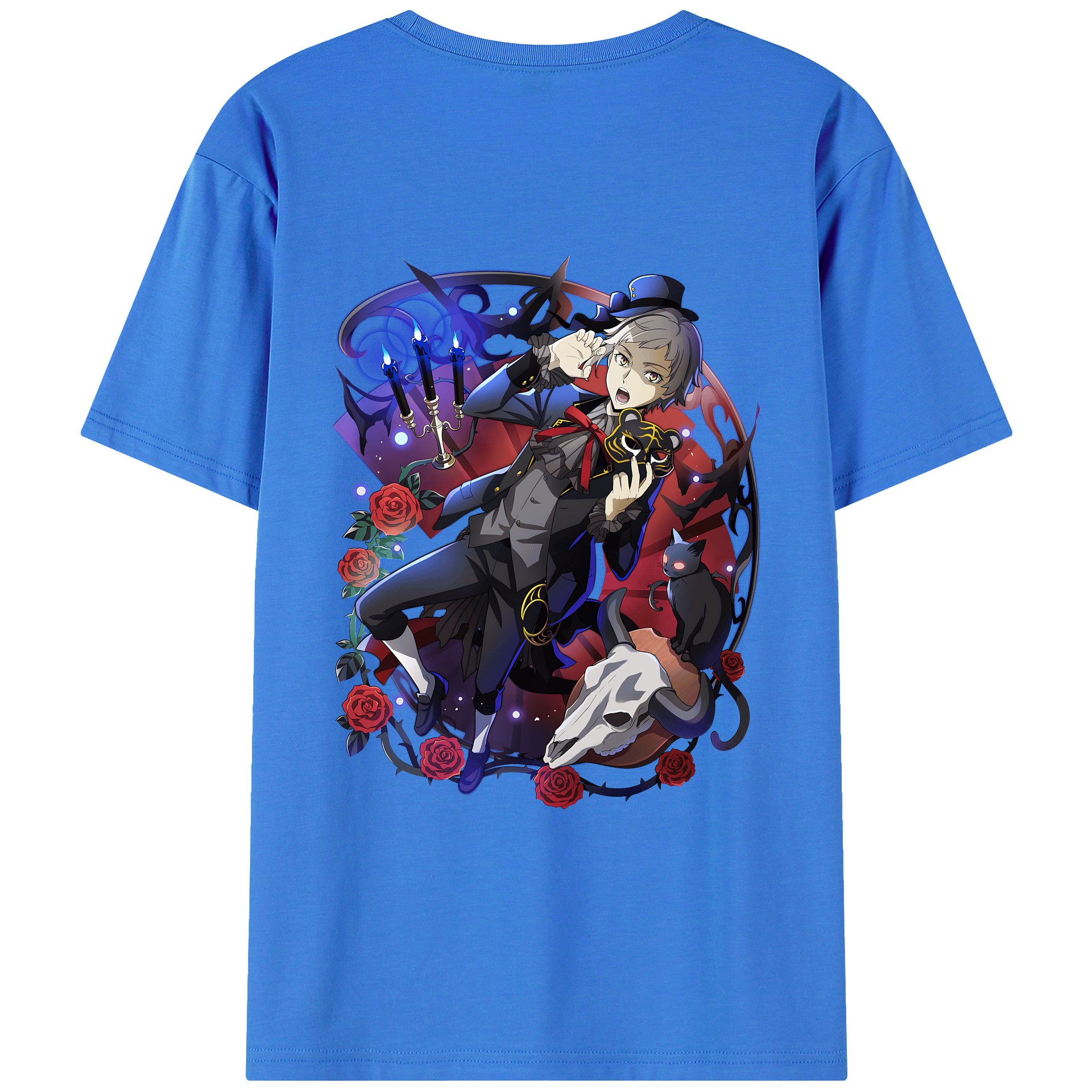 （画像用） 文豪ストレイドッグス Bungo Stray Dogs 綿100％ メンズ半袖Tシャツ（バックプリント） 通気性