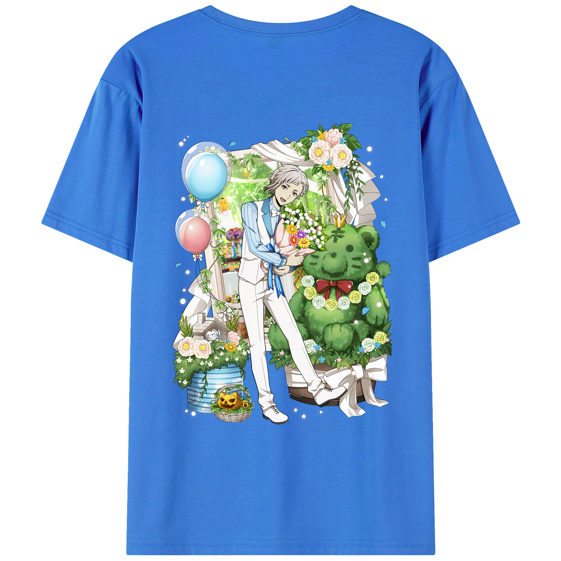 （画像用） 文豪ストレイドッグス Bungo Stray Dogs 綿100％ メンズ半袖Tシャツ（バックプリント） 通気性