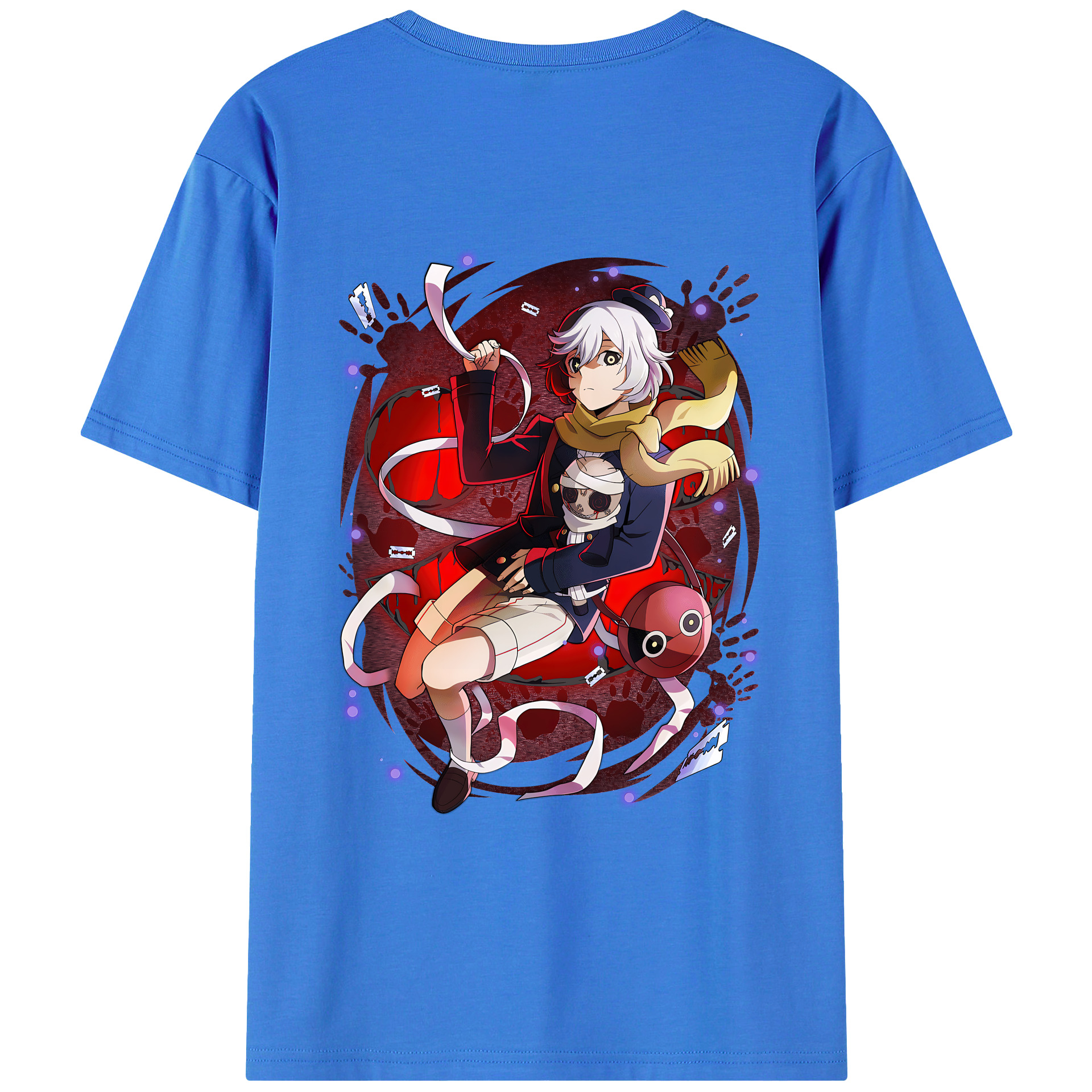 （画像用） 文豪ストレイドッグス Bungo Stray Dogs 綿100％ メンズ半袖Tシャツ（バックプリント） 通気性